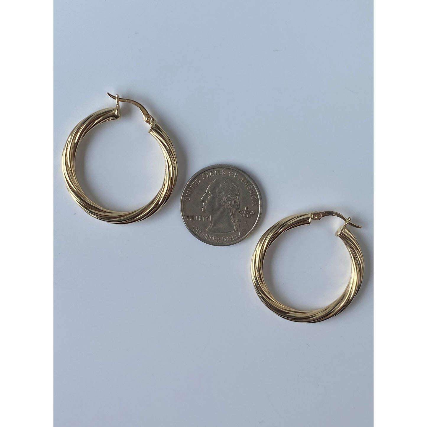 Vintage 14k Yellow Gold Twisted Hoop Earrings
