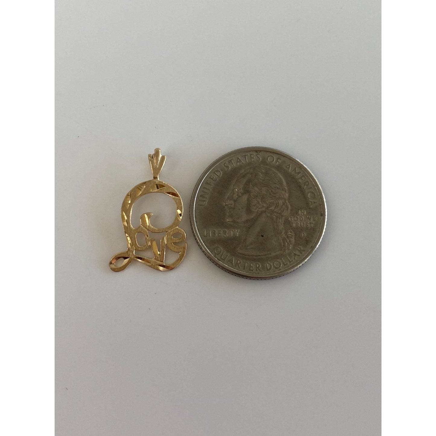 Vintage Solid 14k Yellow Gold Diamond Cut Love Charm