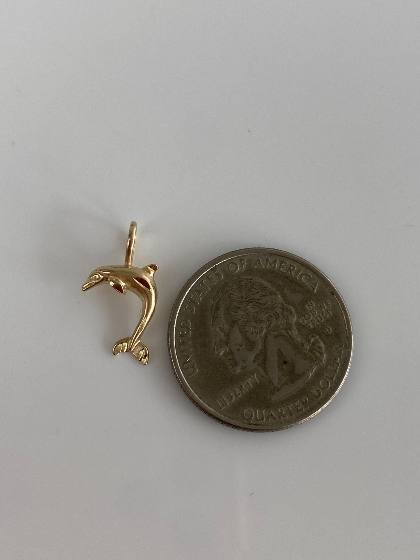 Vintage Solid 14k Yellow Gold Diamond Cut Dolphin Charm