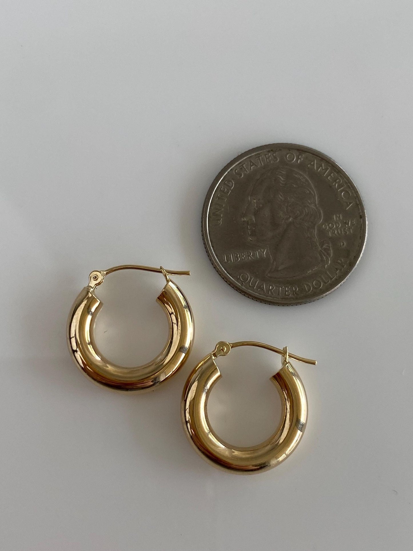 Vintage 14k Yellow Gold Chunky Little Hoop Earrings