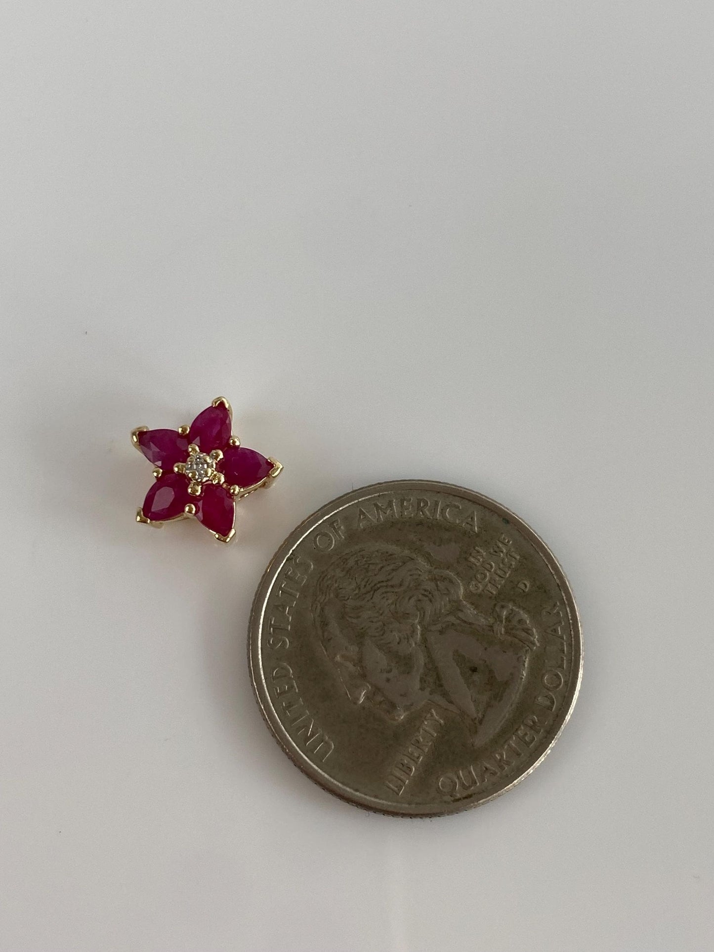 Vintage Solid 10k Yellow Gold Diamond Ruby Slide Charm