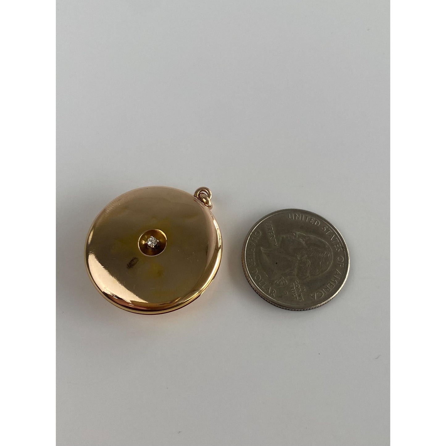 Vintage Solid 10k Yellow Gold Clear Sapphire Monogram Locket Charm