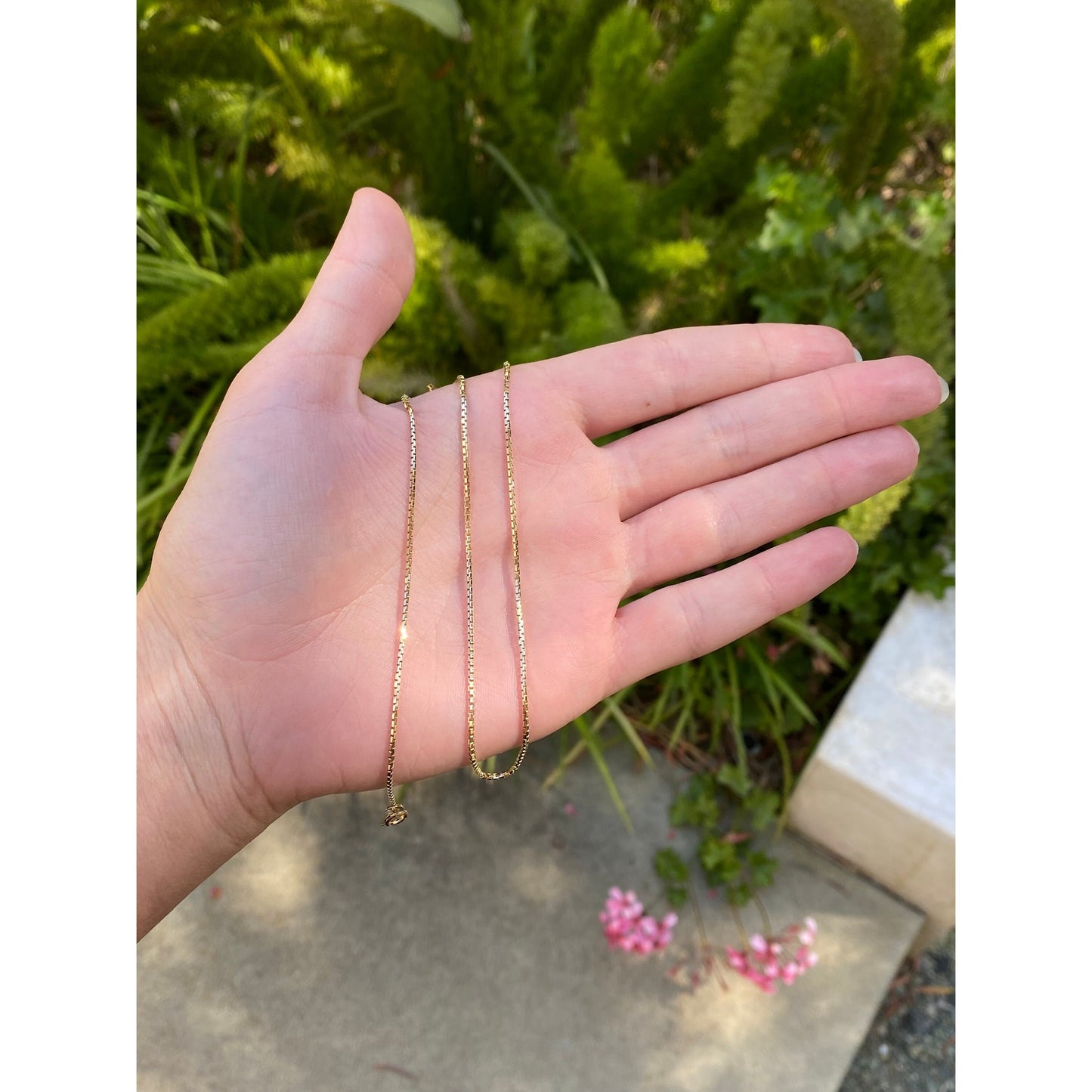 Vintage Solid 14k Yellow Gold Box Chain Necklace - 15.25 inches