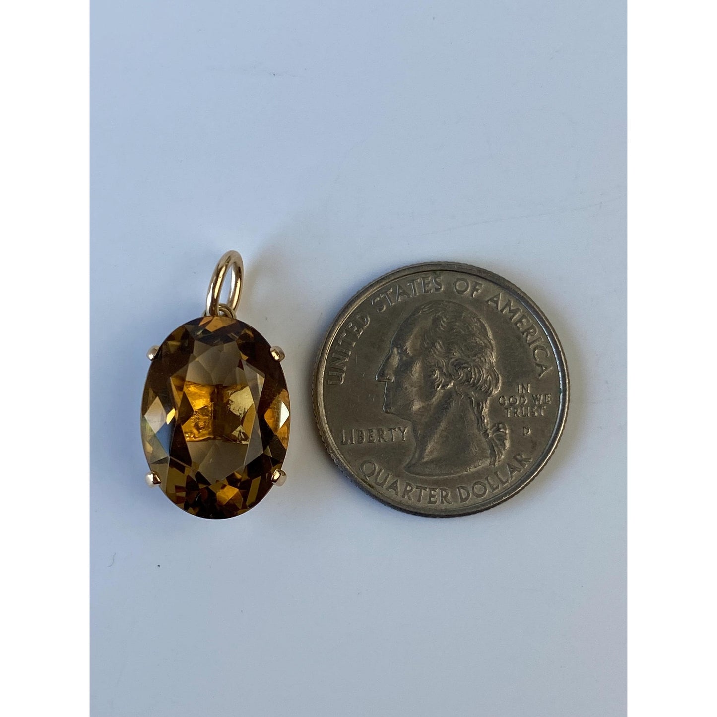 Vintage Solid 14k Yellow Gold Smokey Quartz Charm
