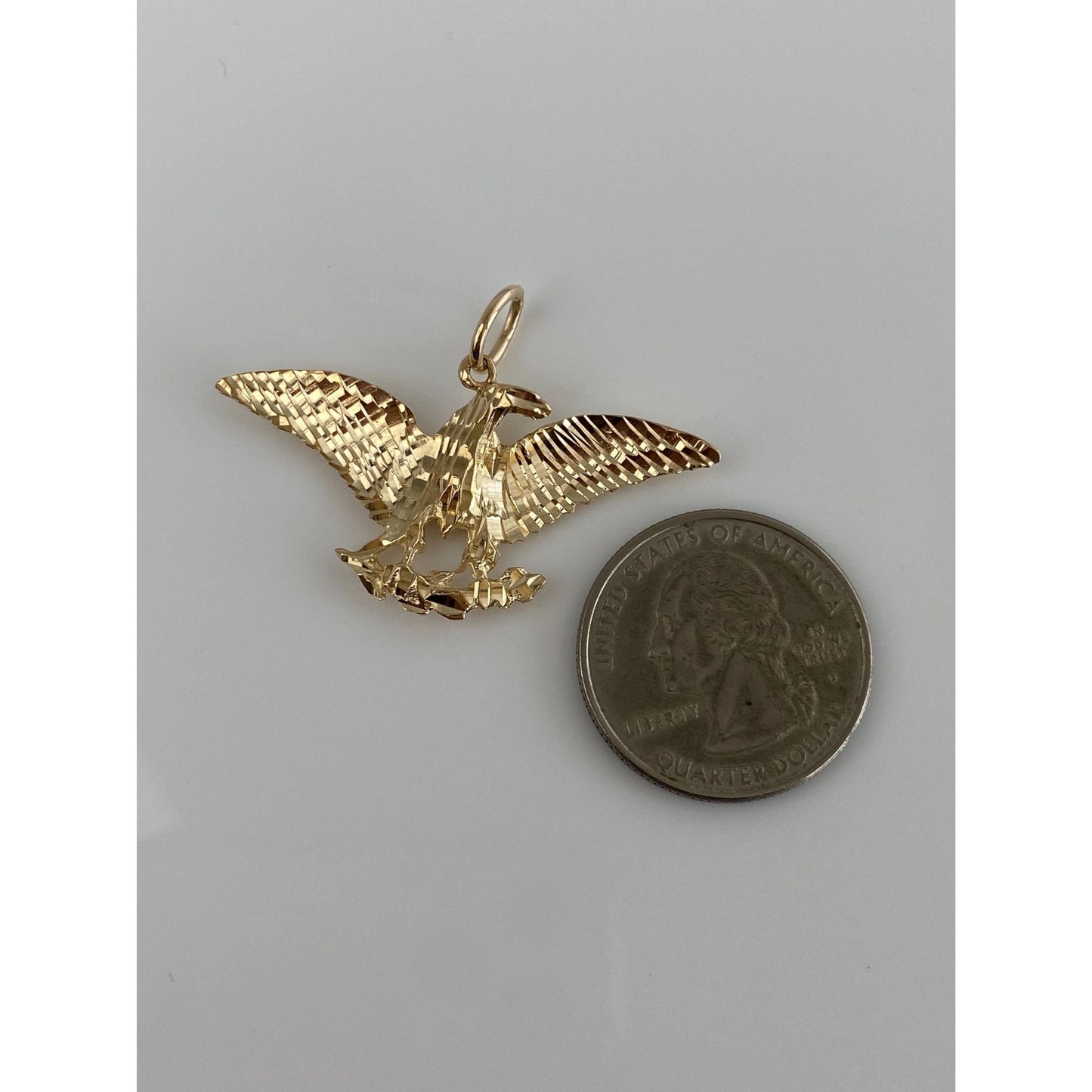 Vintage Solid 10k Yellow Gold Diamond Cut Eagle Charm