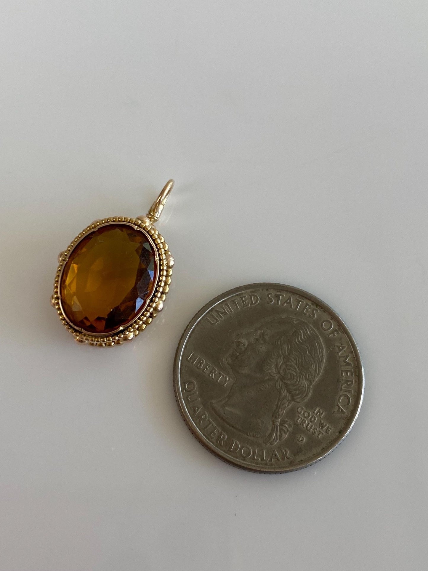 Vintage Solid 10k Yellow Gold Citrine Charm