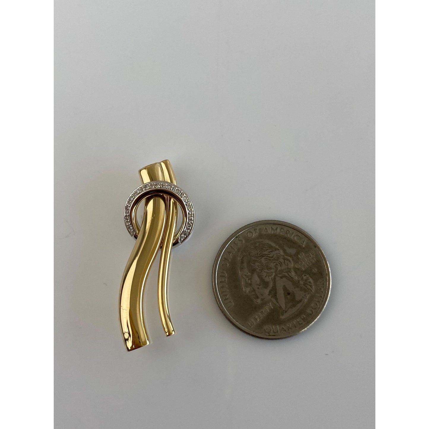 Vintage Solid 18k White & Yellow Gold Diamond Charm