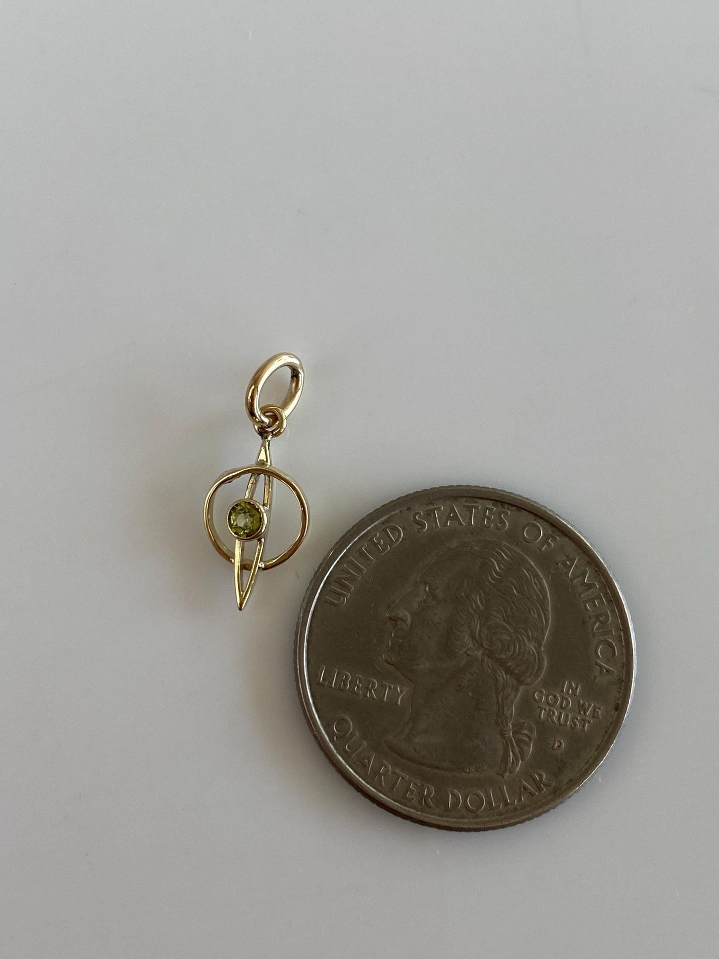 Solid 10k Yellow Gold Peridot Stick Pin Conversion Charm
