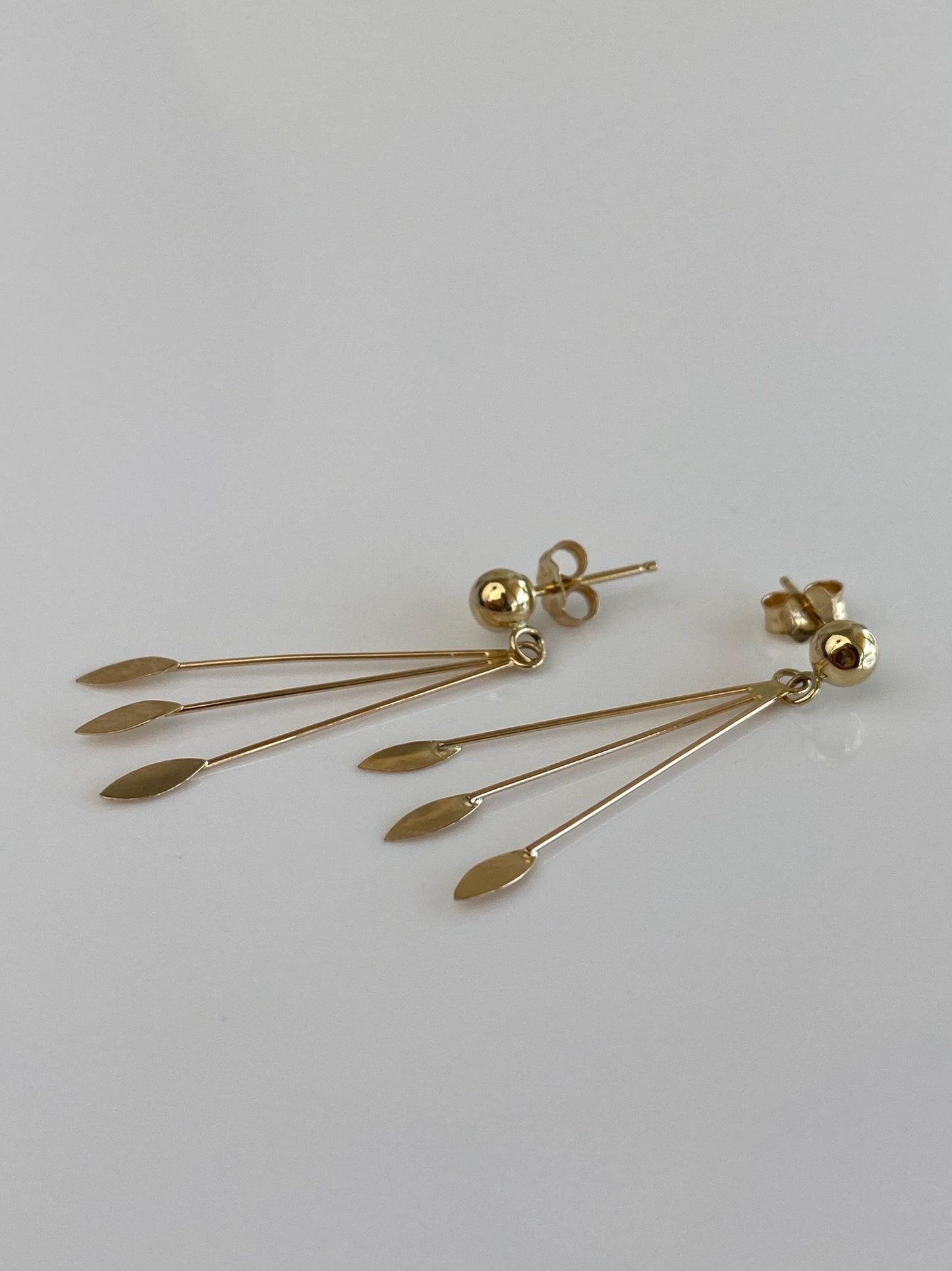 Vintage Solid 14k Yellow Gold Dangle Stud Earrings