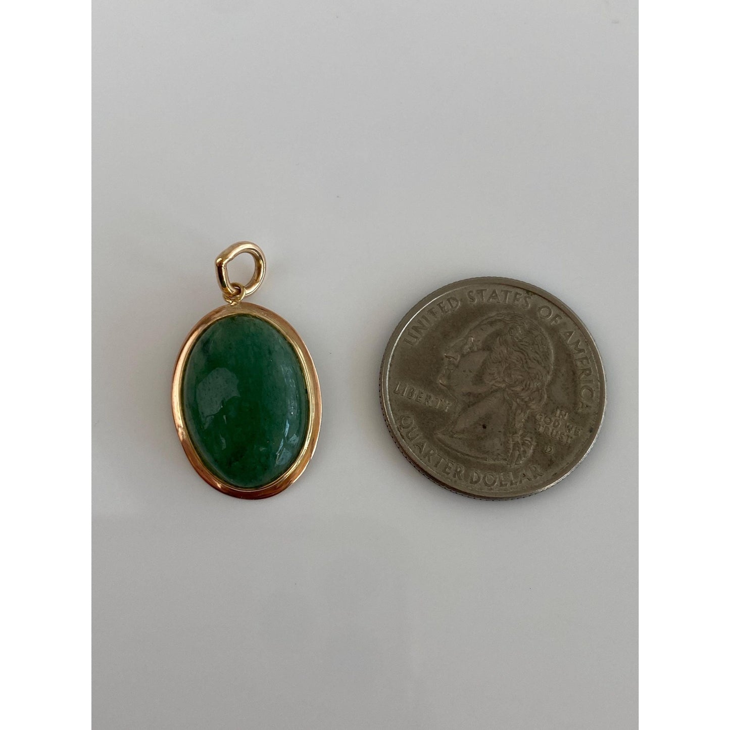 Vintage Solid 14k Yellow Gold Aventurine Cabochon Charm