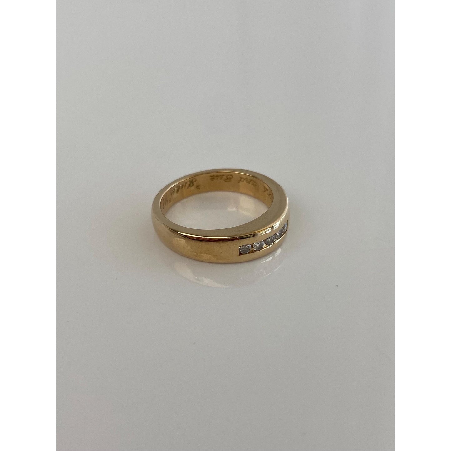 Vintage Solid 14k Yellow Gold Diamond Ring Band - Size 7.75