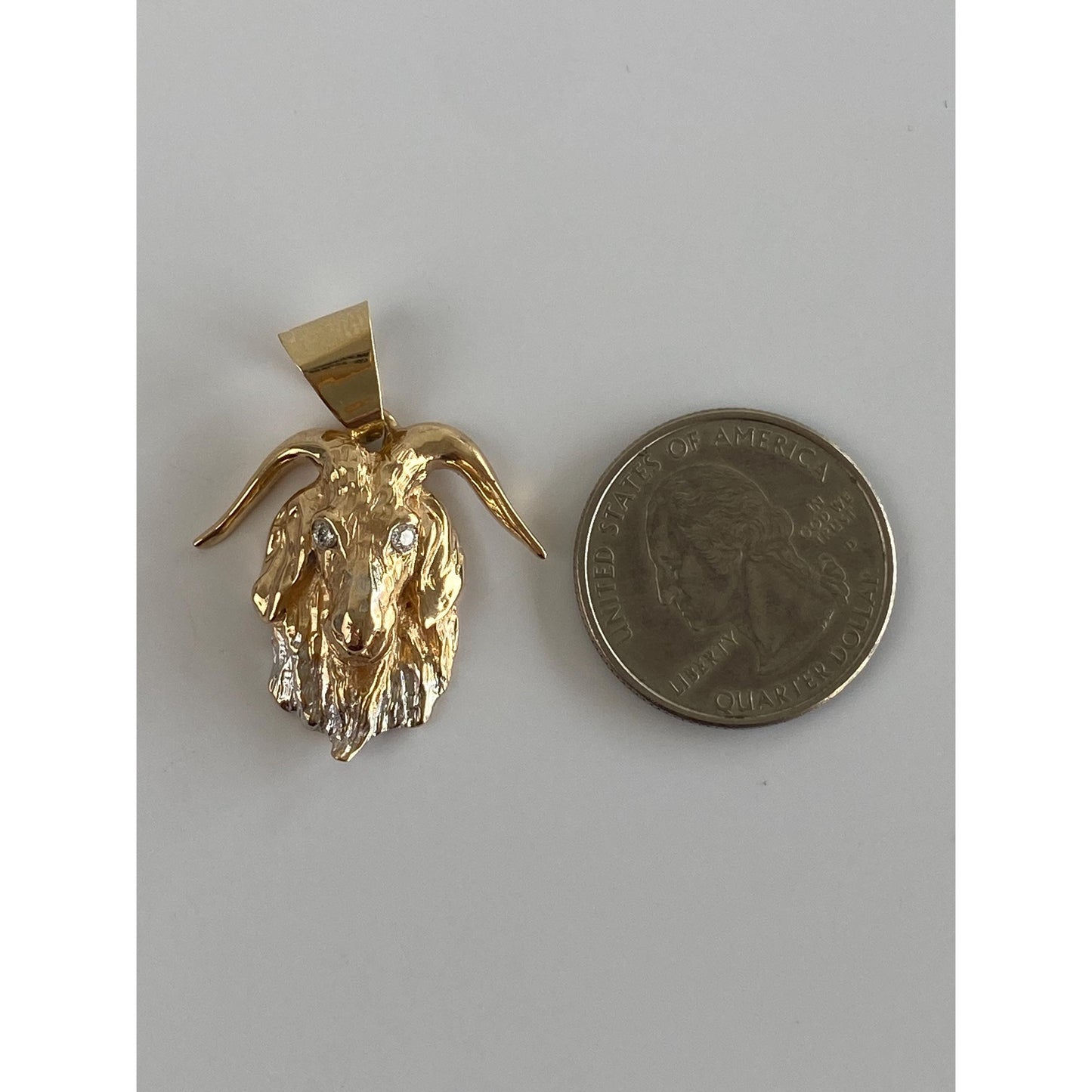 Vintage Solid 14k White & Yellow Gold Diamond Aries Ram Charm