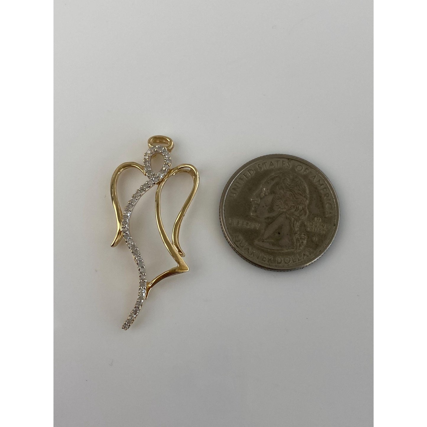 Vintage Solid 10k Yellow Gold Diamond Angel Slide Charm