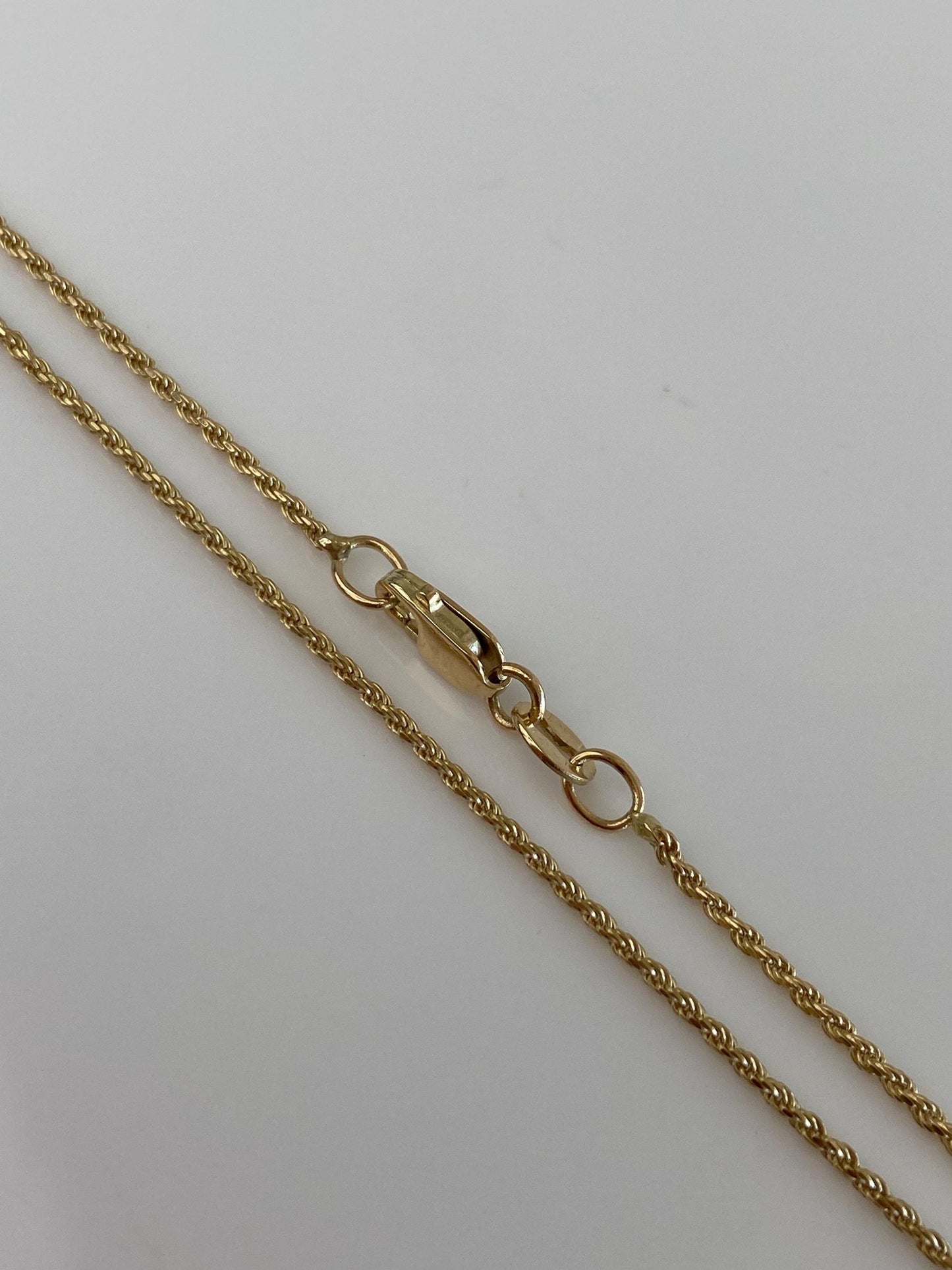 Vintage Solid 14k Yellow Gold Slim Rope Chain Necklace - 20.5 inches