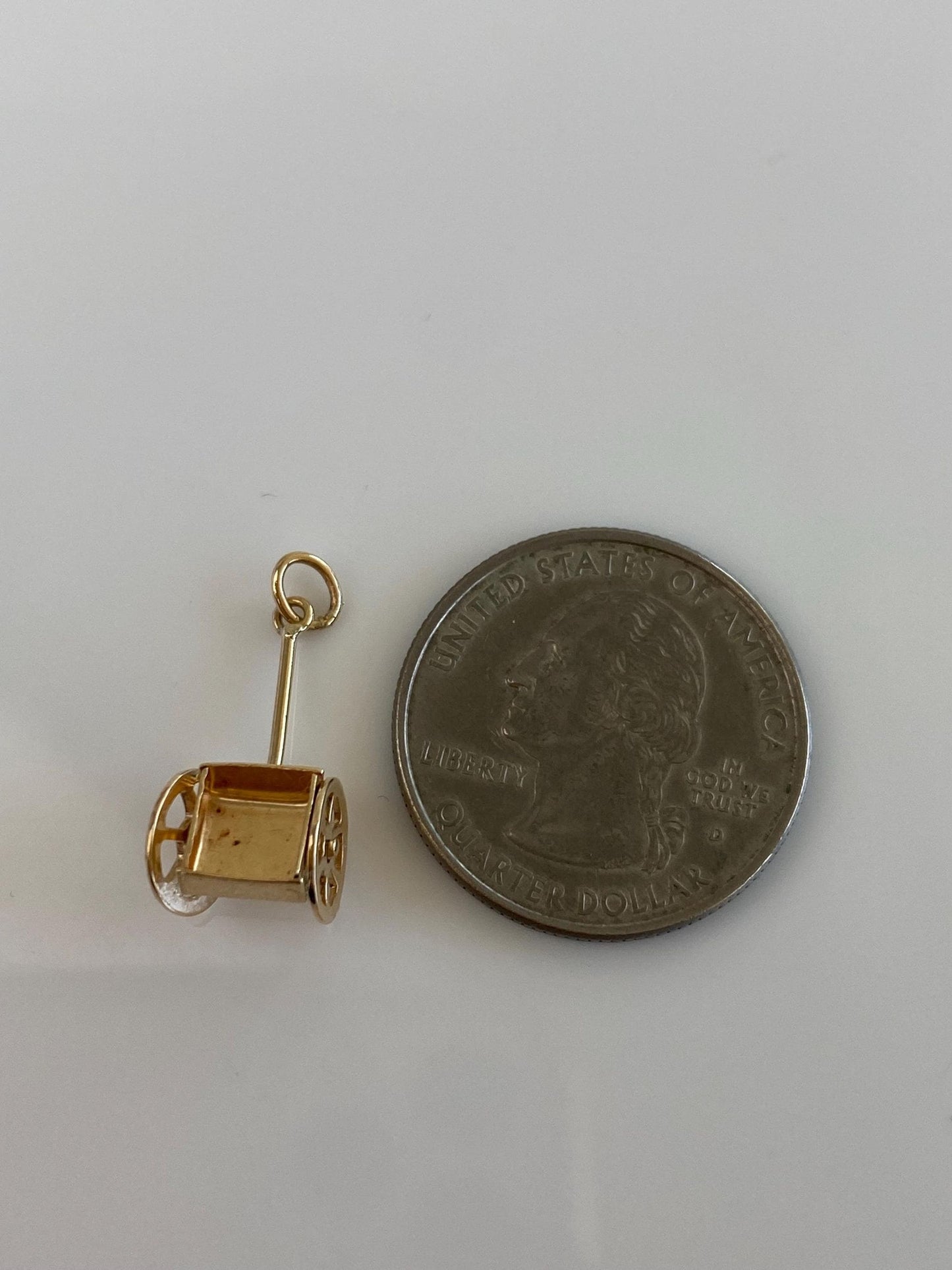Vintage Solid 9k Yellow Gold Articulated Wagon Charm