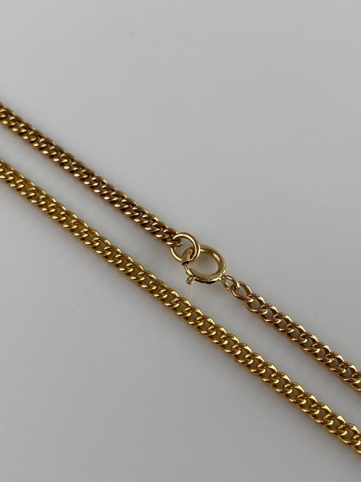 Vintage Solid 18k Yellow Gold Curb Chain Necklace - 22.25 inches