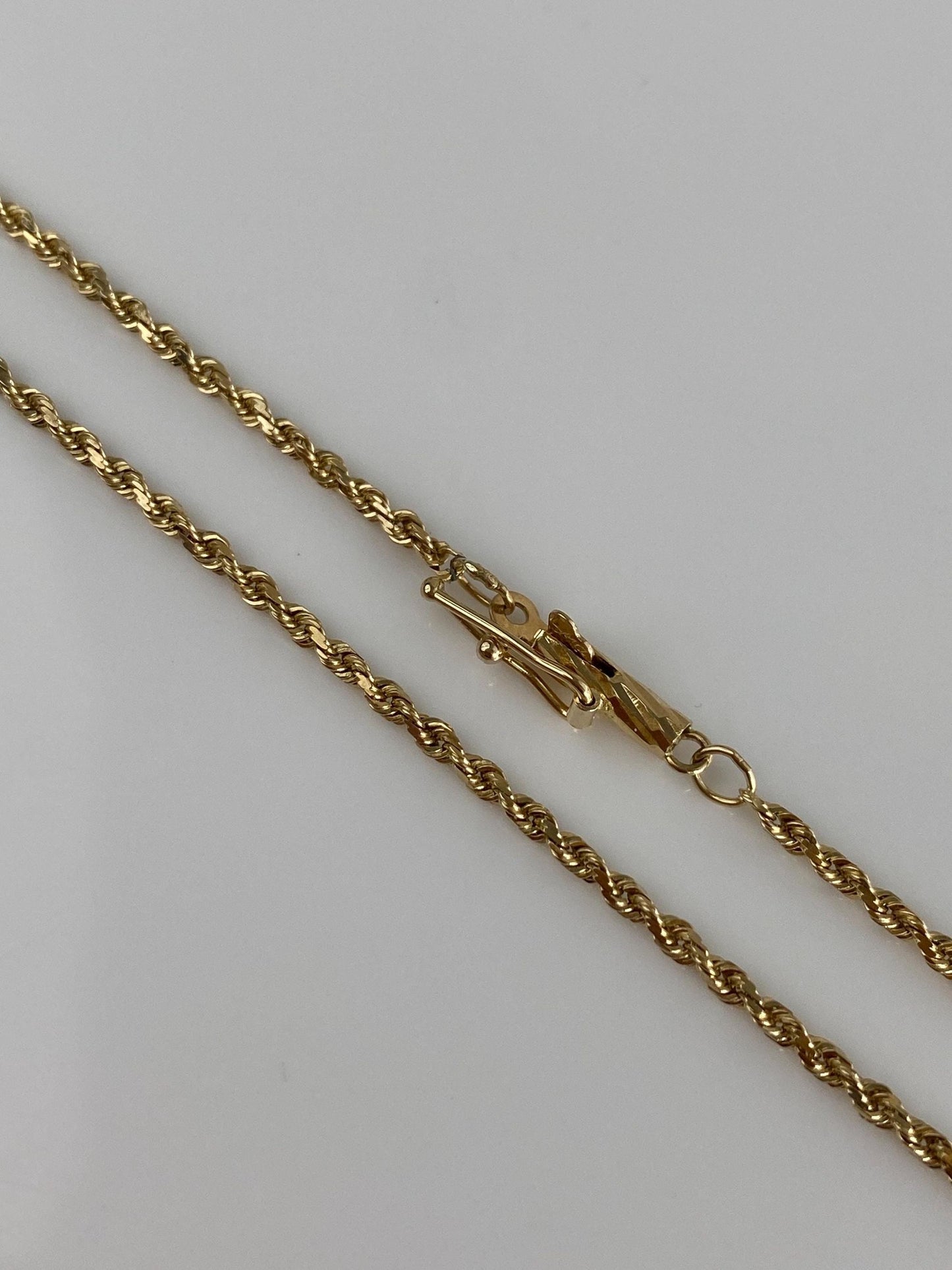 Vintage Solid 14k Yellow Gold Slim Rope Chain Necklace - 18.25 inches
