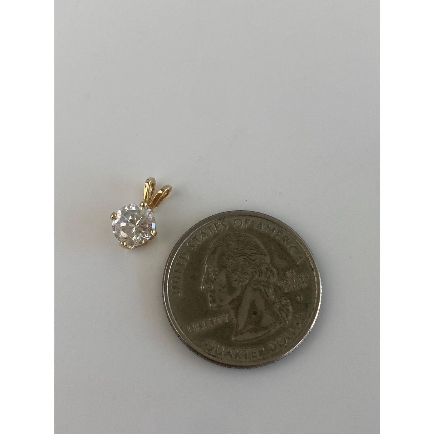 Vintage Solid 14k Yellow Gold Clear Cubic Zirconia Charm