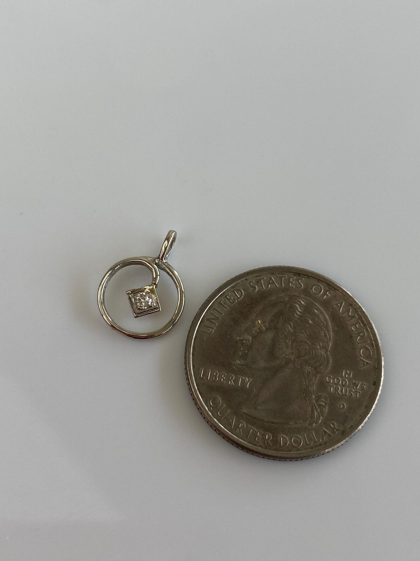 Vintage Solid 14k White Gold Diamond Charm