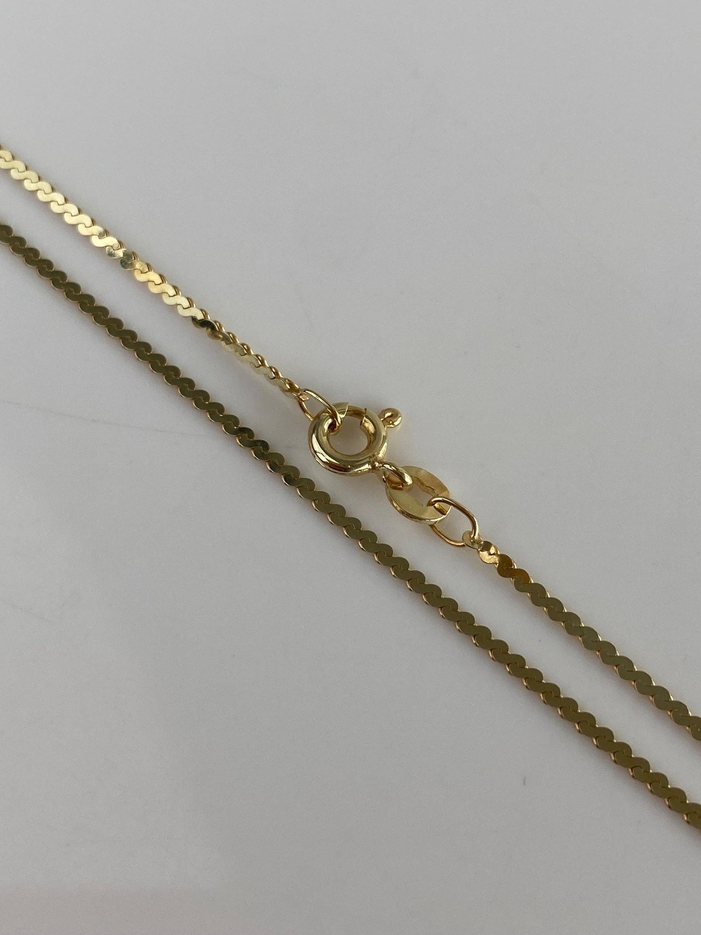 Vintage Solid 14k Yellow Gold Serpentine Chain Necklace - 24 inches