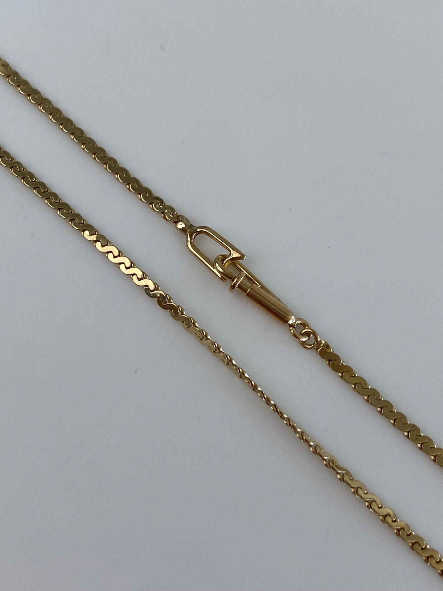 Vintage Solid 14k Yellow Gold Serpentine Chain Necklace - 16.5 inches