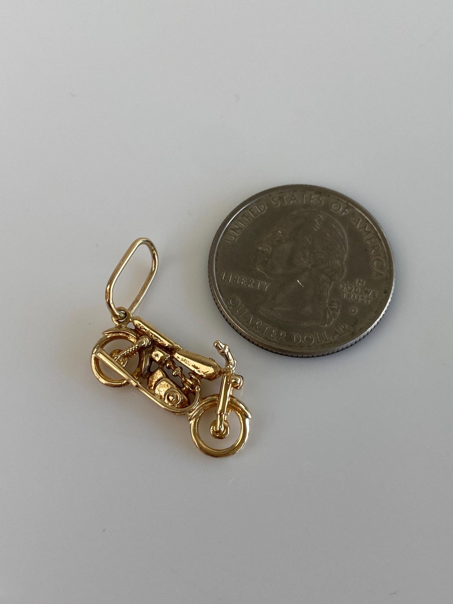 Vintage Solid 12k Yellow Gold Motorcycle Charm