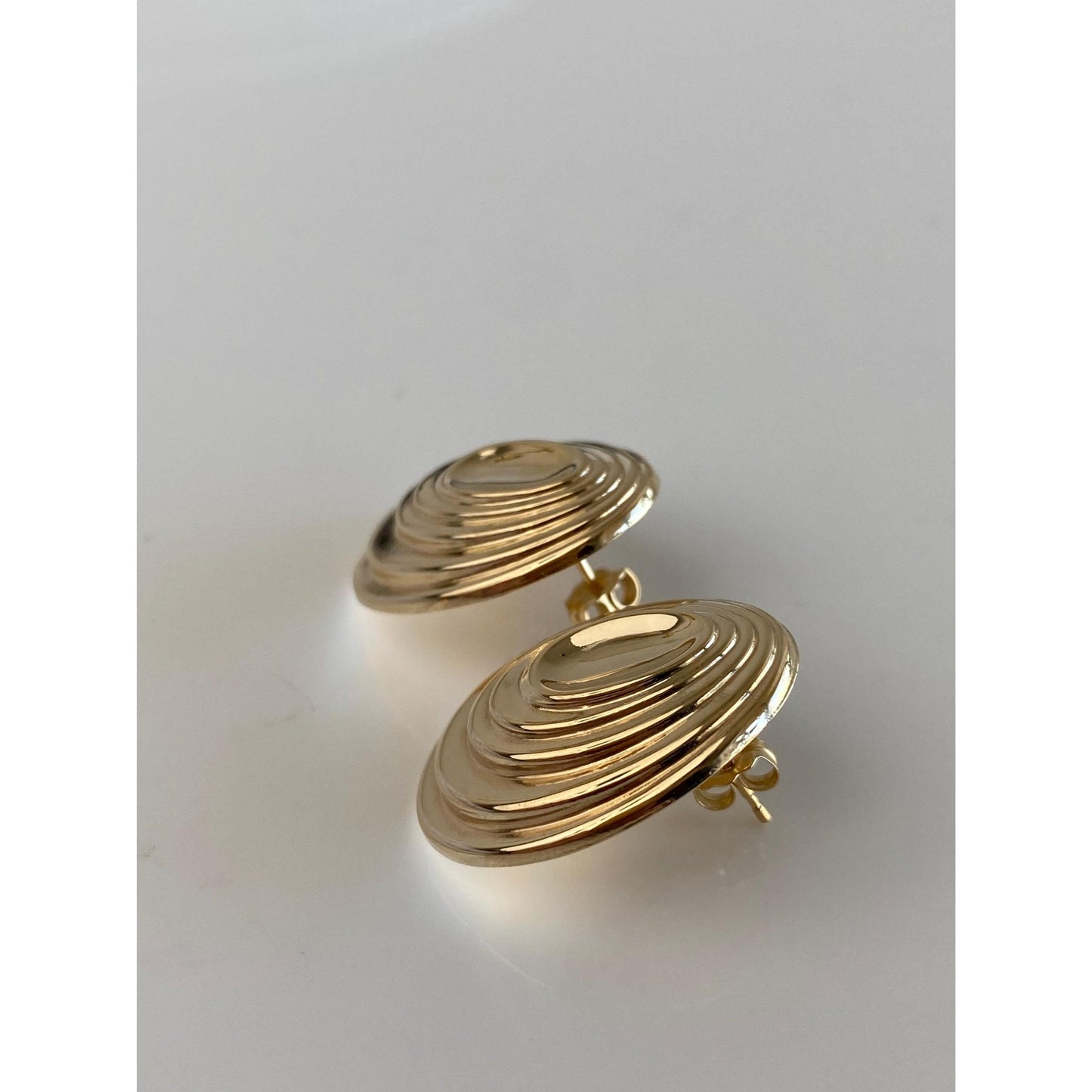 Vintage 14k Yellow Gold Domed Drop Earrings