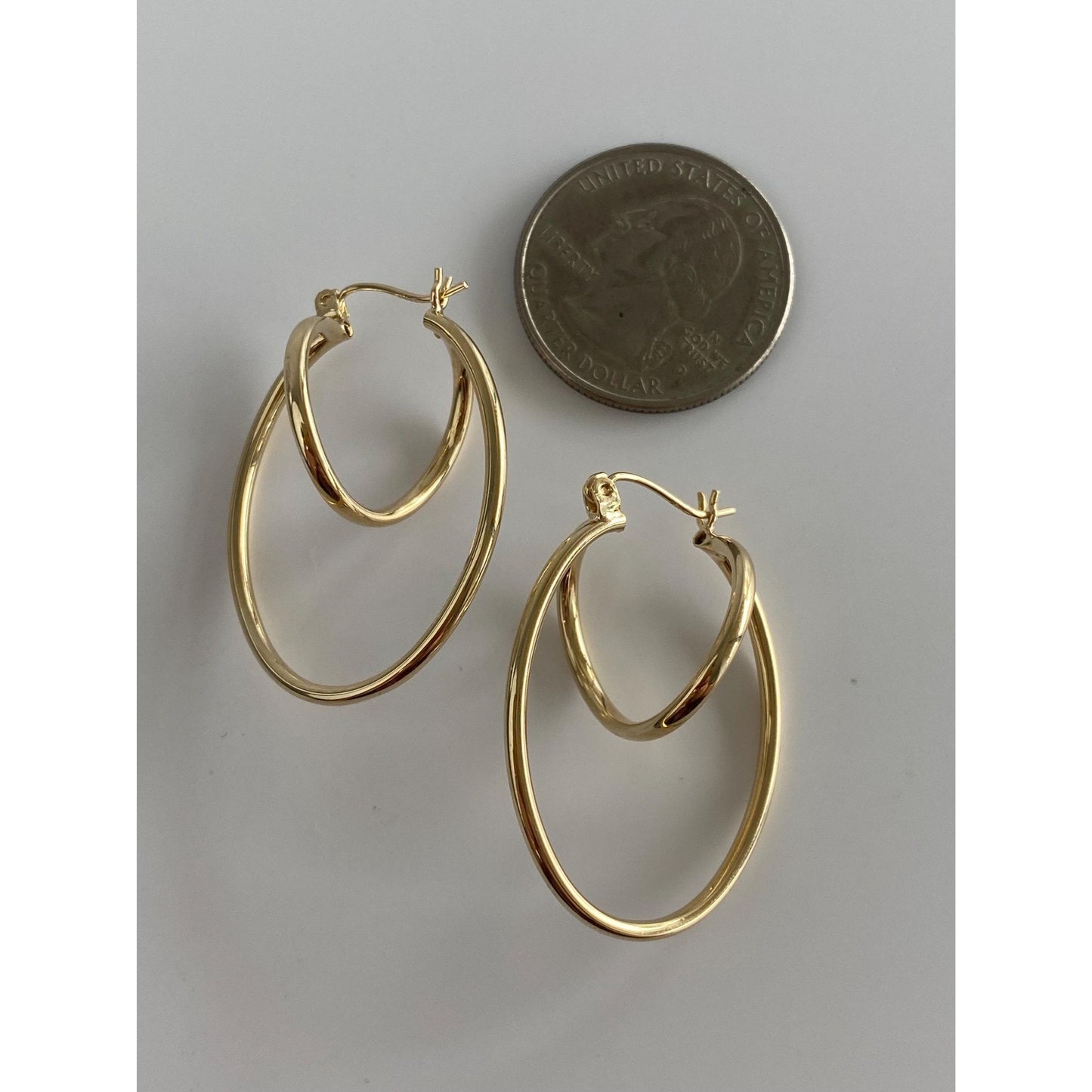 Vintage 14k Yellow Gold Layered Twist Hoop Earrings