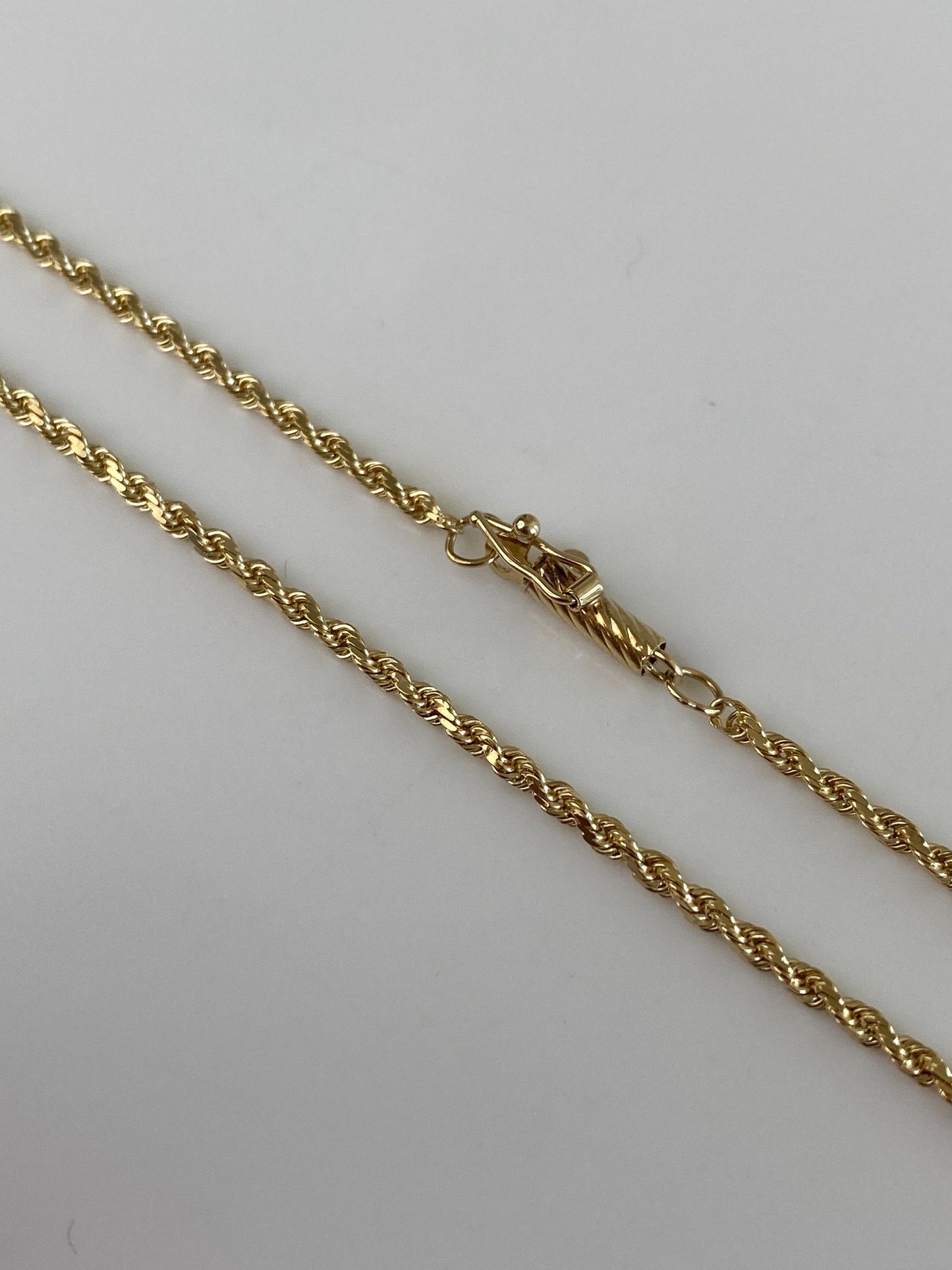 Vintage Solid 14k Yellow Gold Slim Rope Chain Necklace - 20 inches