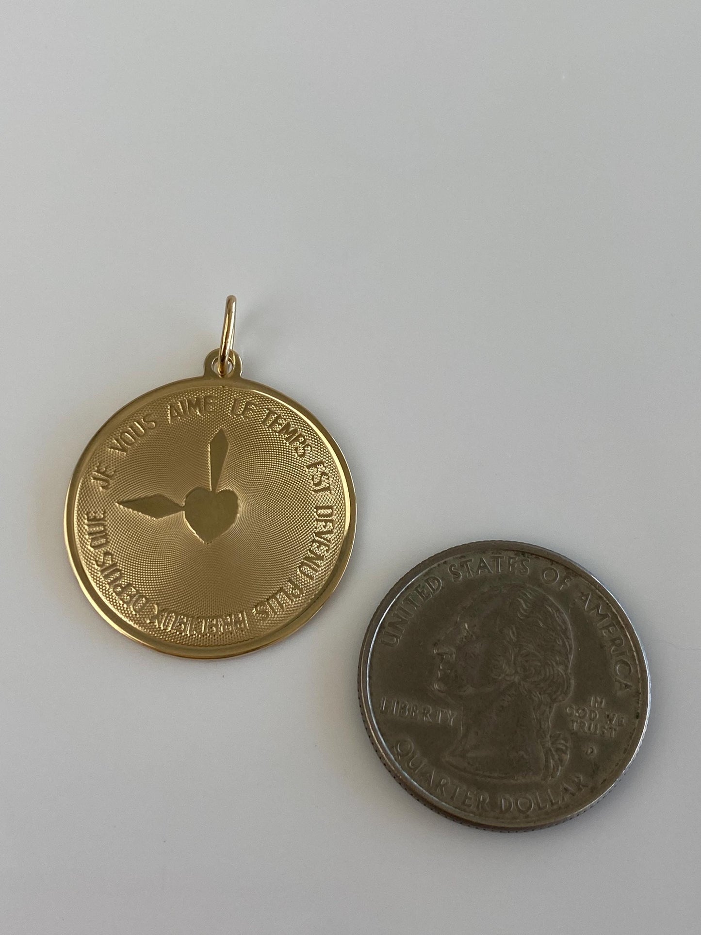 Vintage Solid 14k Yellow Gold French Love Charm