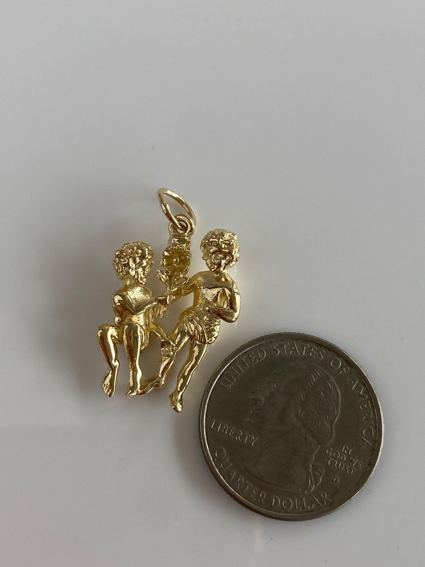 Vintage Solid 14k Yellow Gold Gemini Zodiac Charm