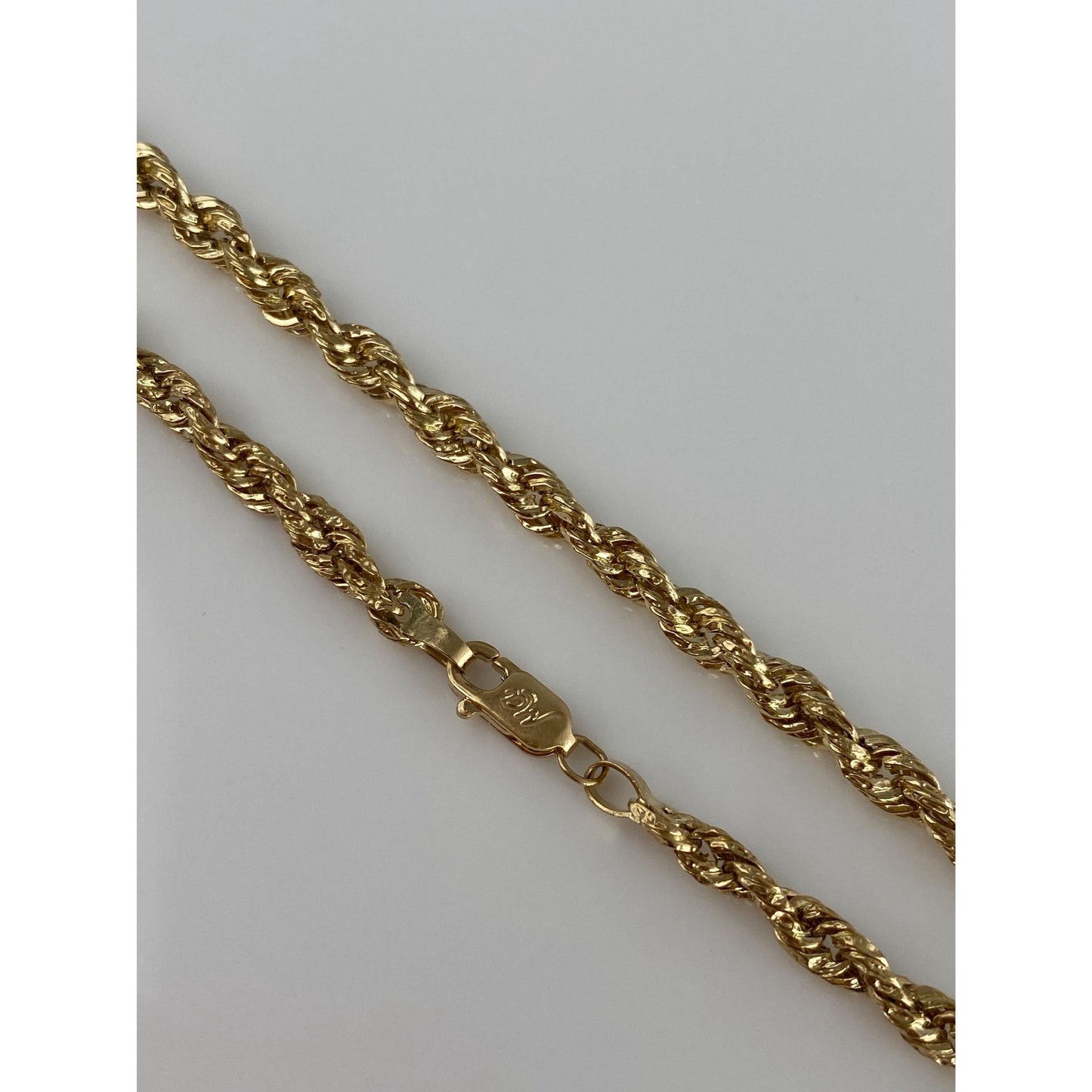 Vintage 14k Yellow Gold Rope Chain Bracelet Anklet - 8.75 inches