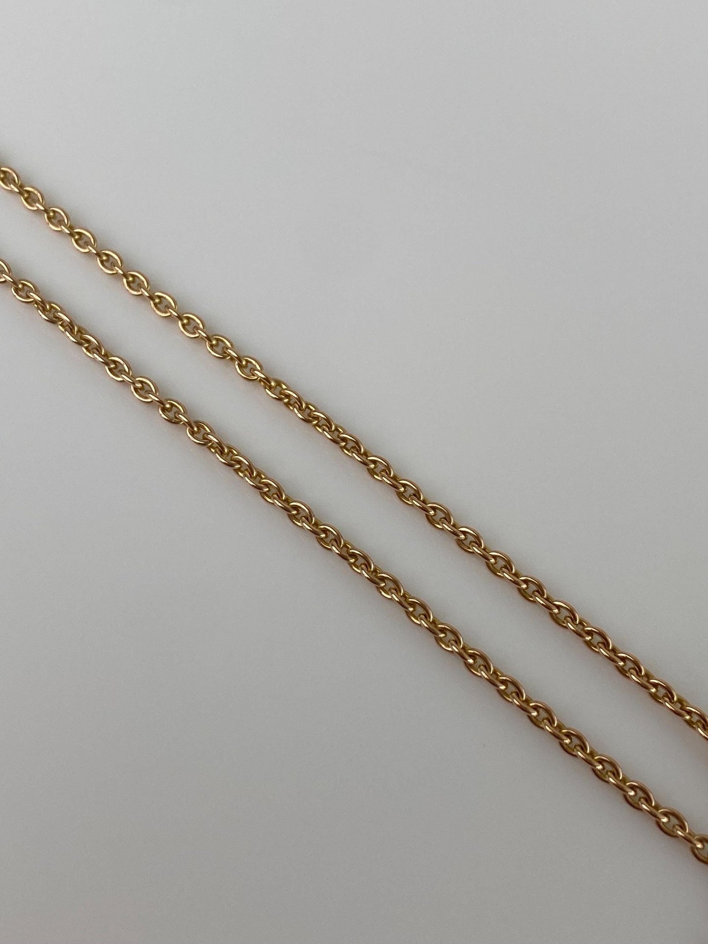 Vintage Solid 14k Yellow Gold Cable Chain Charm Holder Necklace - 21 inches