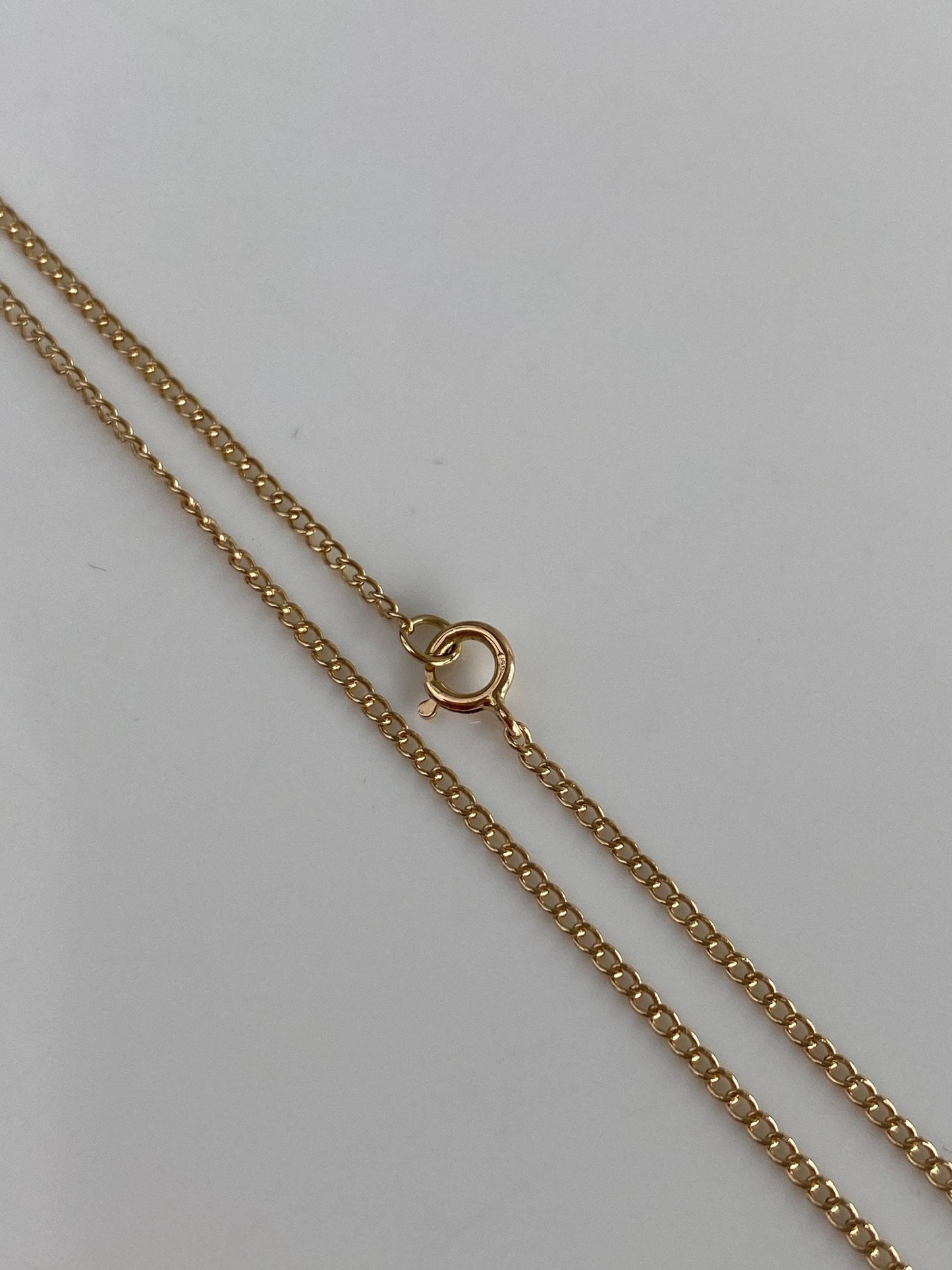Vintage Solid 14k Yellow Gold Dainty Curb Chain Necklace - 17.5 inches