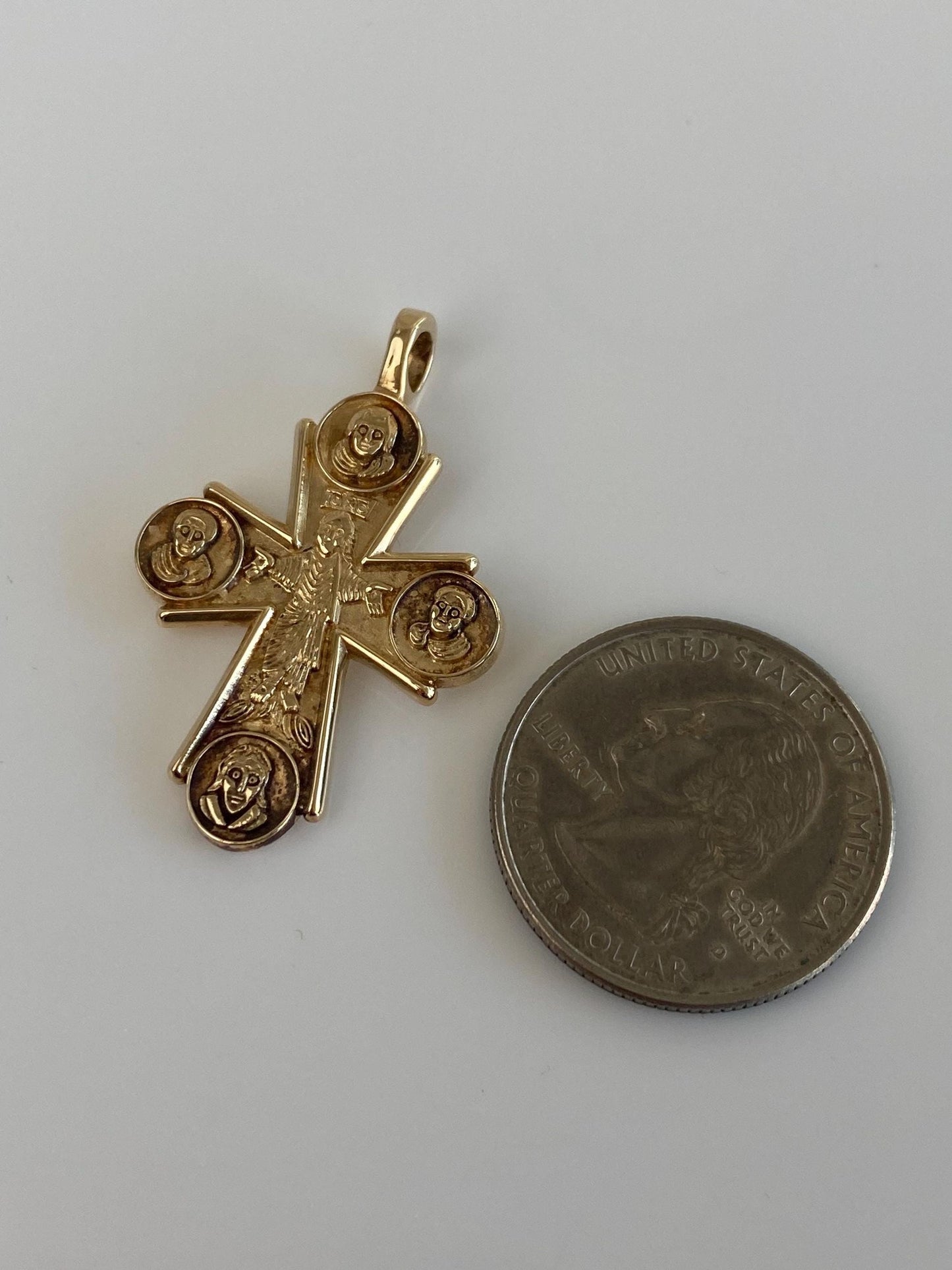 Vintage Solid 14k Yellow Gold Cross Charm