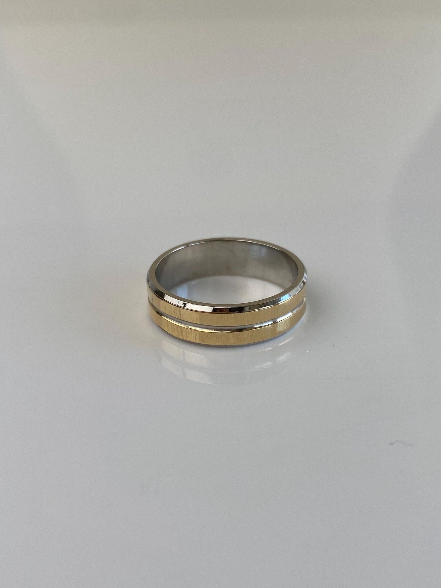 Vintage Solid 14k Yellow Gold & Platinum Ring Band - Size 7.75