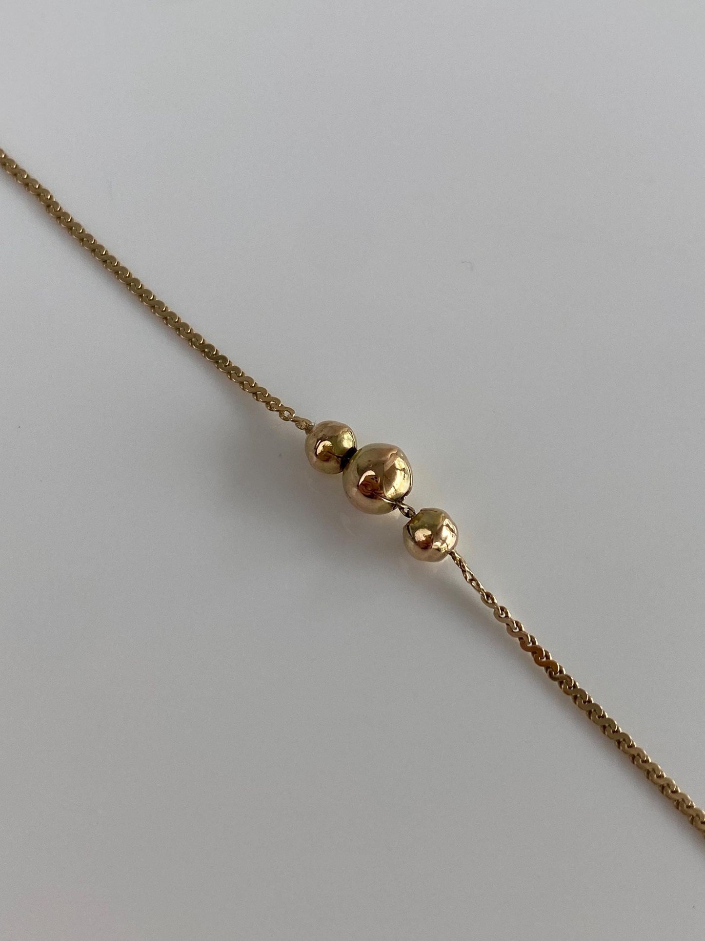 Vintage Solid 14k Yellow Gold Gold Ball Serpentine Chain Bracelet - 8 inches