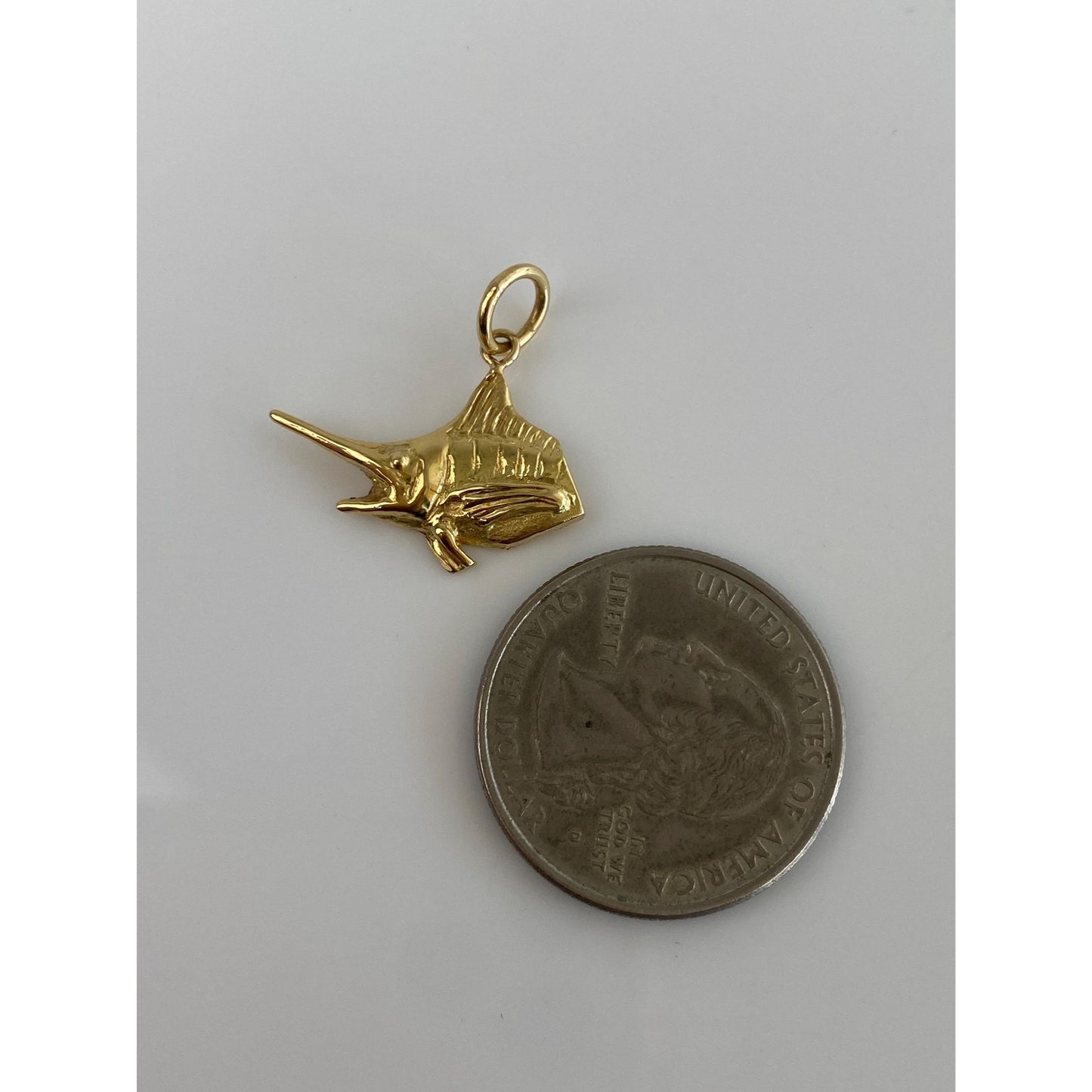 Vintage Solid 18k Yellow Gold Marlin Charm