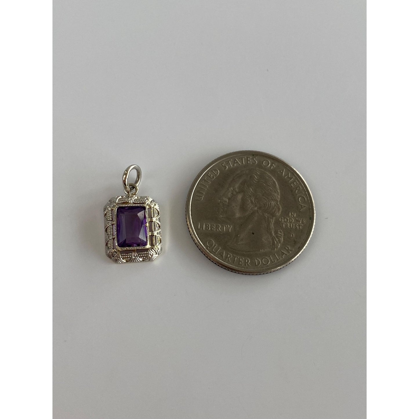 Vintage Solid 14k White Gold Amethyst Art Deco Stick Pin Charm