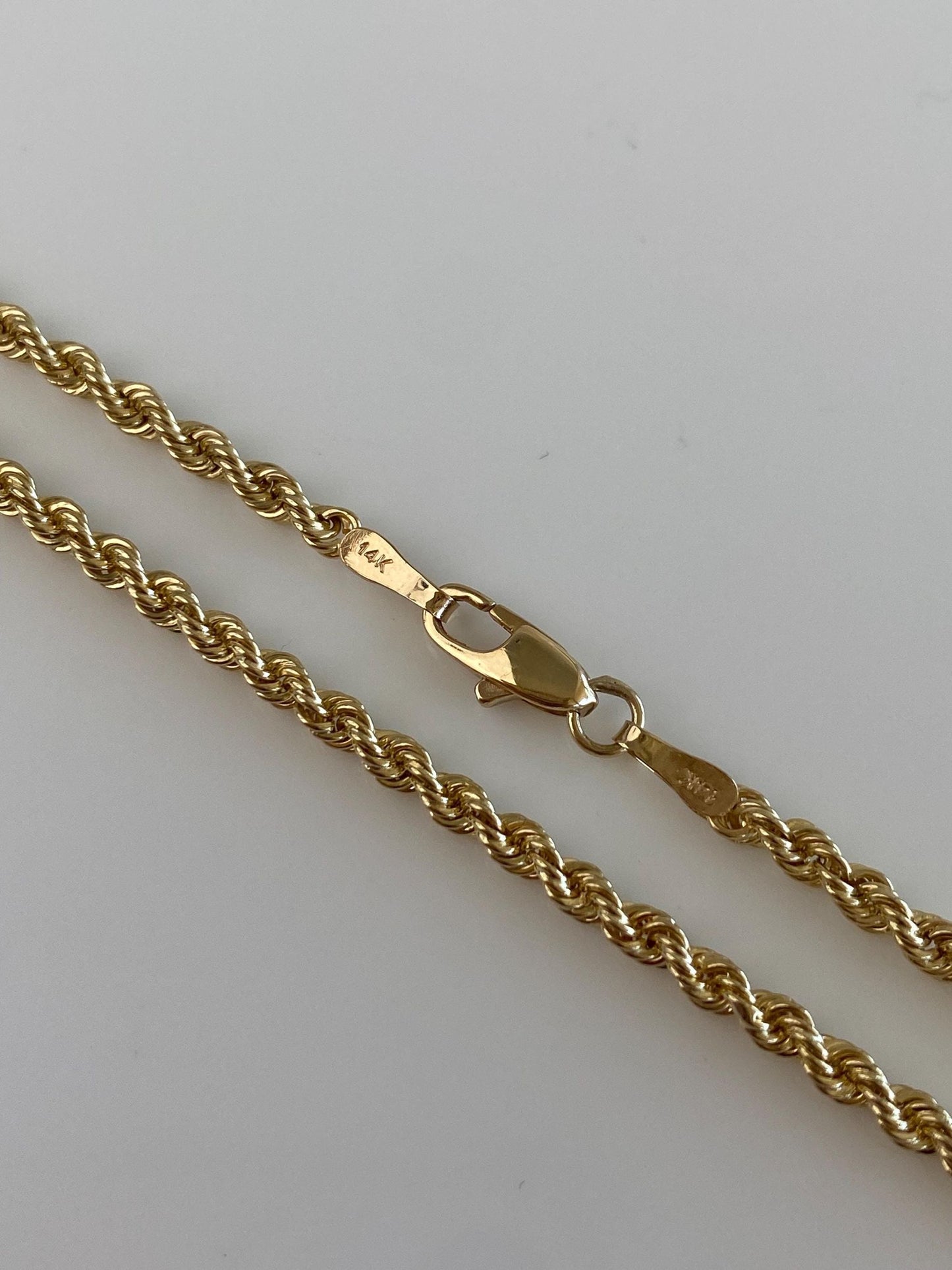 Vintage Solid 14k Yellow Gold Rope Chain Necklace - 24 inches