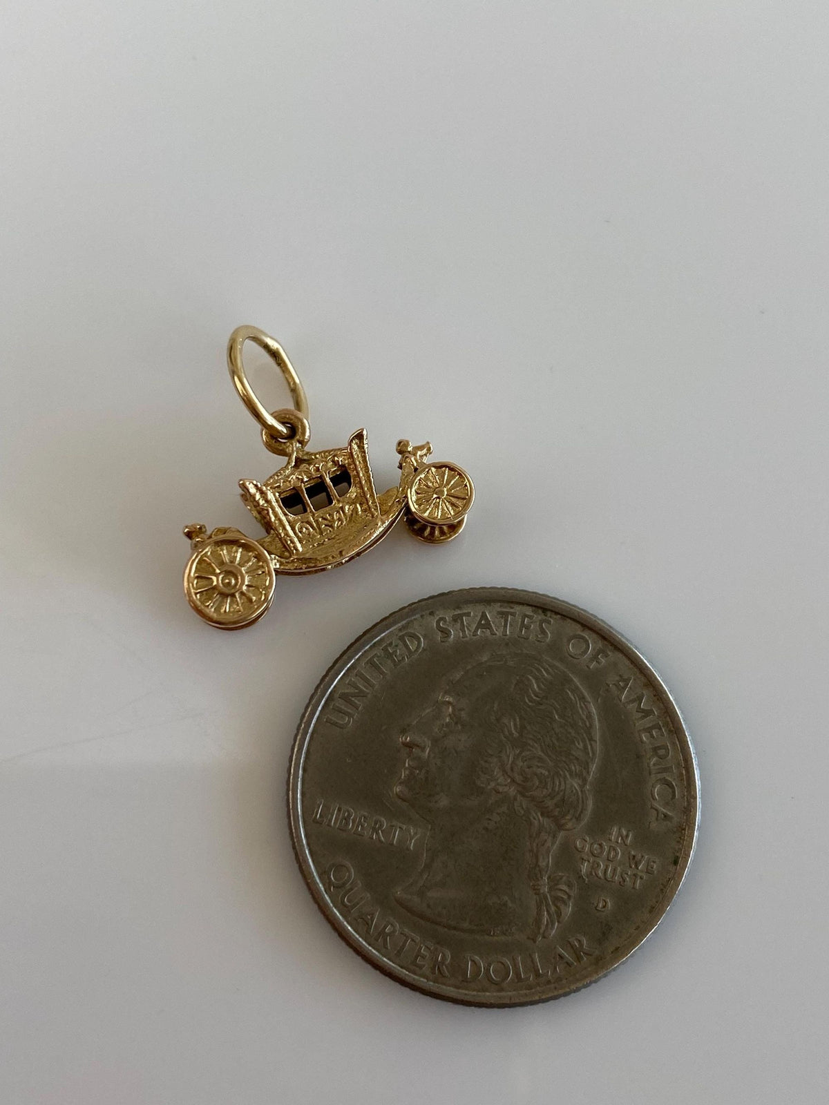 Vintage Solid 9k Yellow Gold Carriage Charm