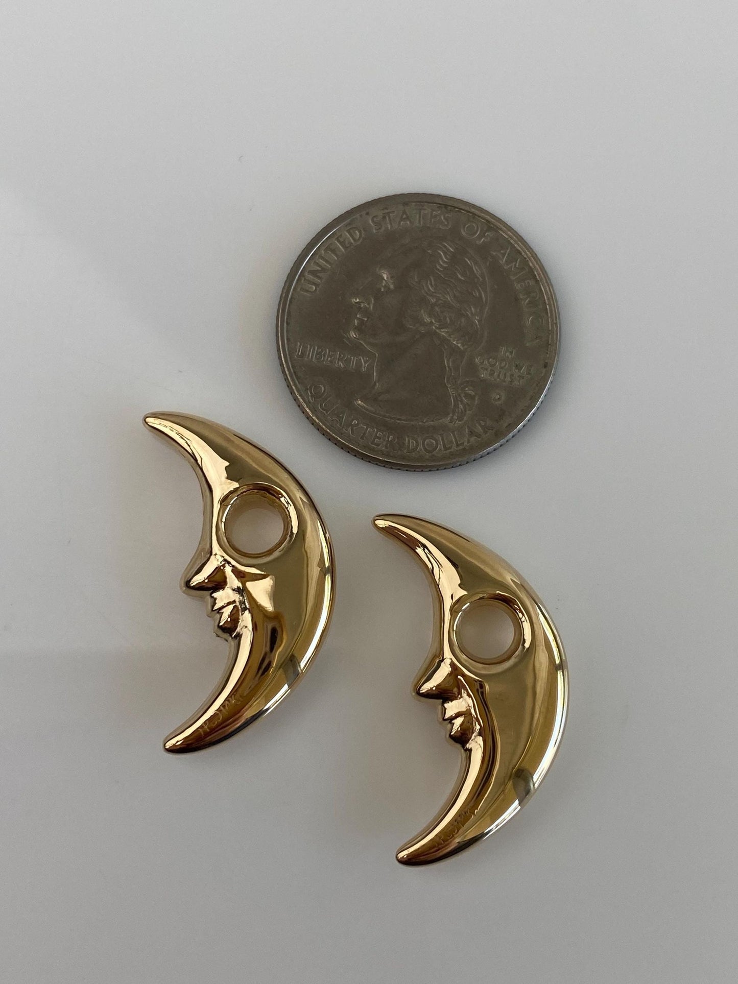 Vintage 14k Yellow Gold Moon Man Hoop Charms