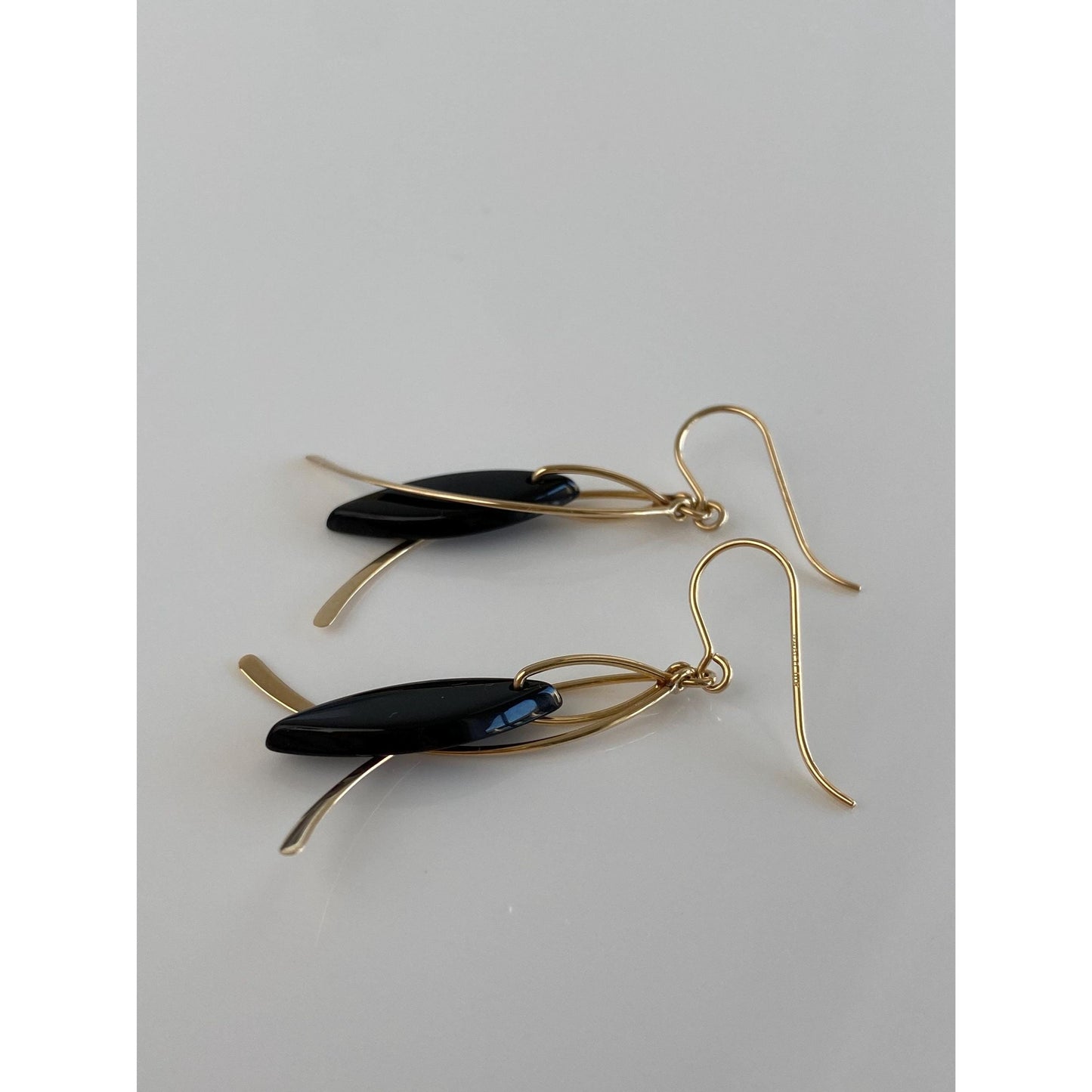 Solid 14k Black Onyx Dangle Earrings