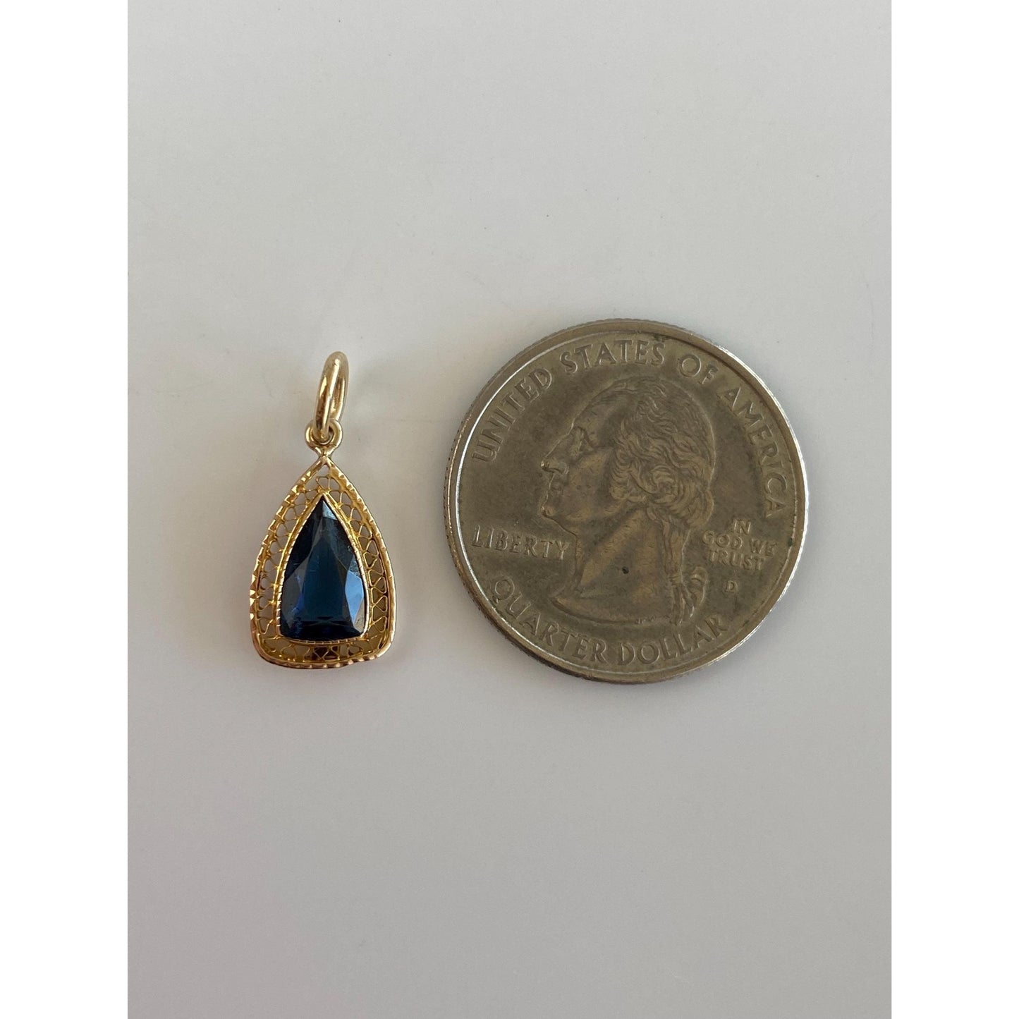 Vintage Solid 10k Yellow Gold Blue Cubic Zirconia Stick Pin Conversion Charm