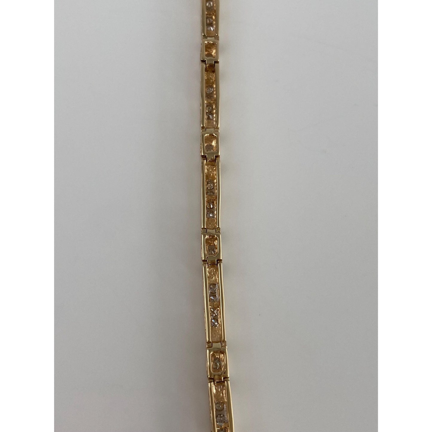 Solid 14k Yellow Gold Diamond Link Bracelet/Anklet - 9 inches