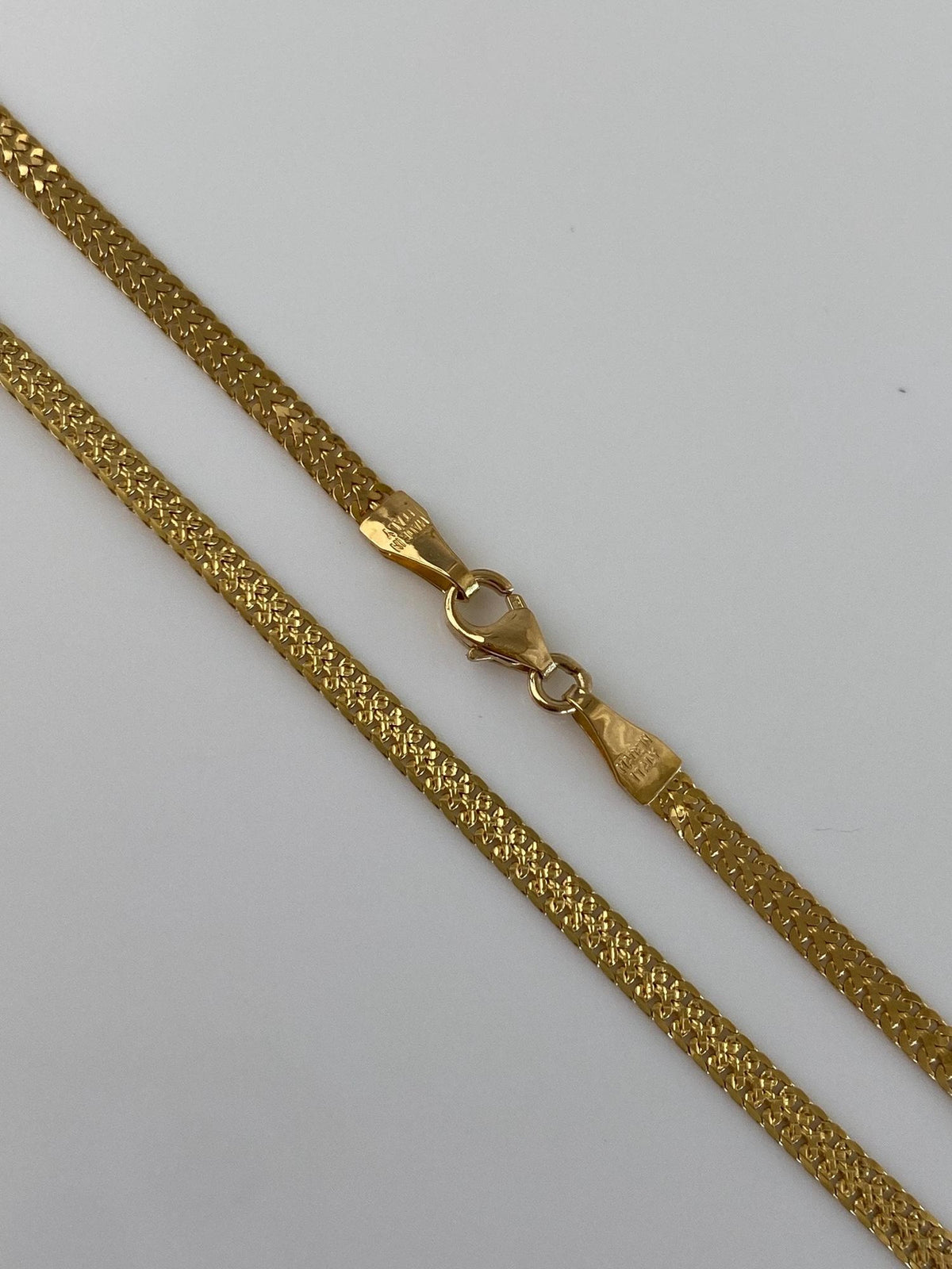 Vintage Solid 18k Yellow Gold Fancy Woven Flat Chain Necklace - 23.75 inches