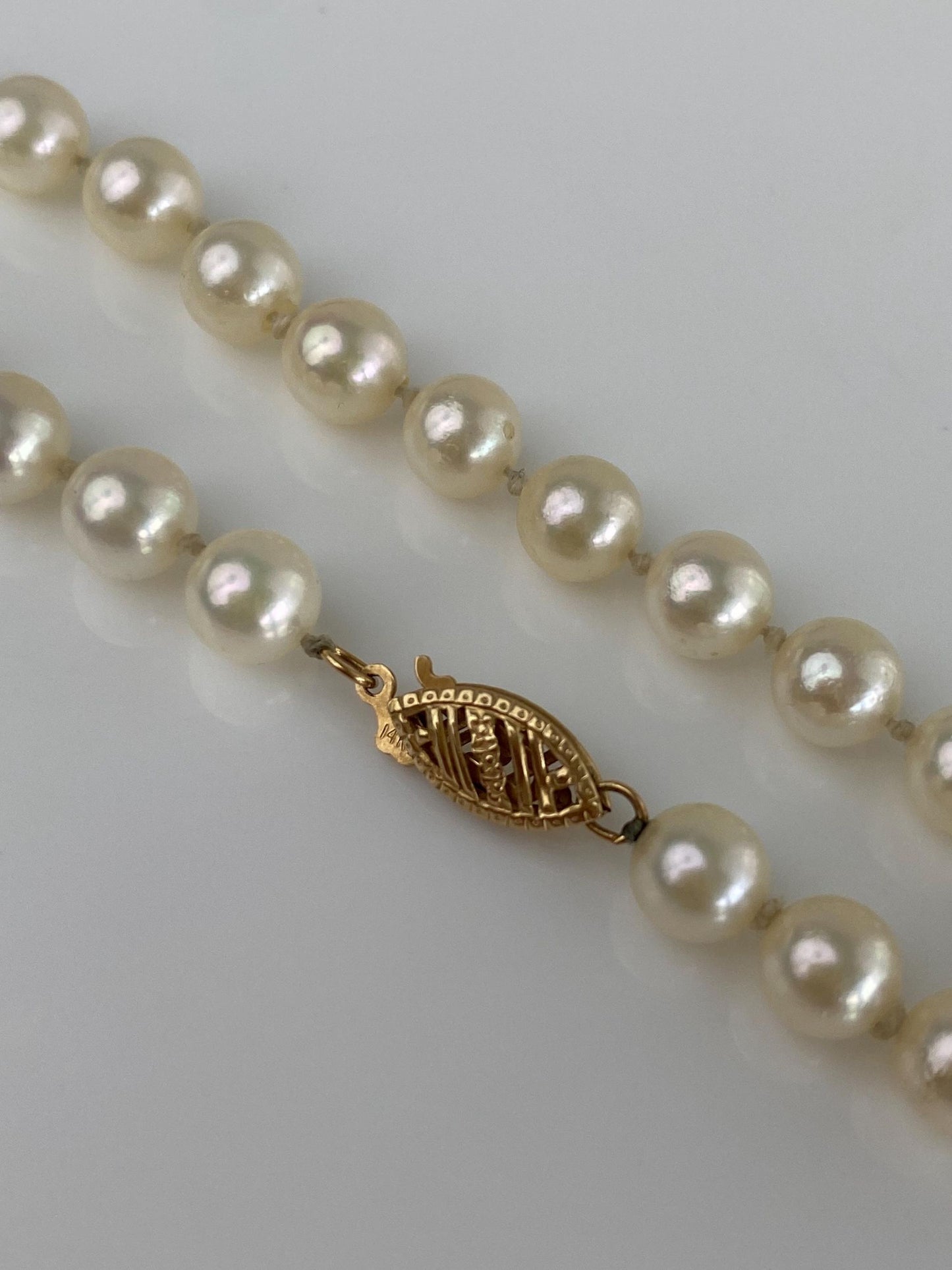 Vintage Solid 14k Yellow Gold Pearl Strand Bracelet - 7.5 inches