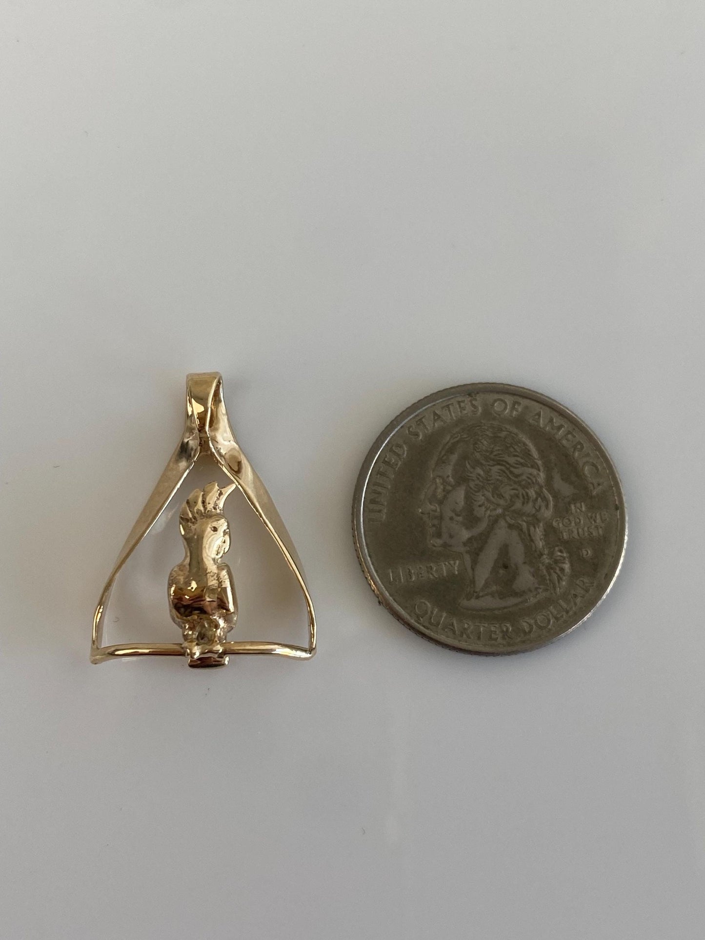 Vintage Solid 14k Yellow Gold Cockatoo Bird Charm