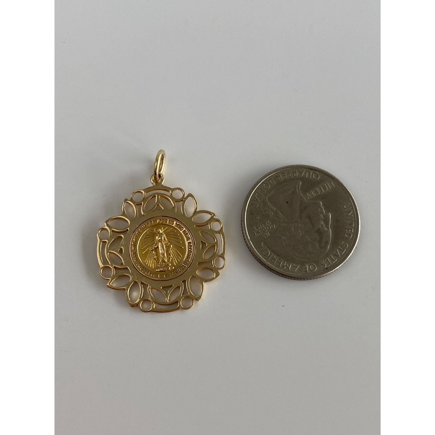 Vintage Solid 14k Yellow Gold Religious Charm