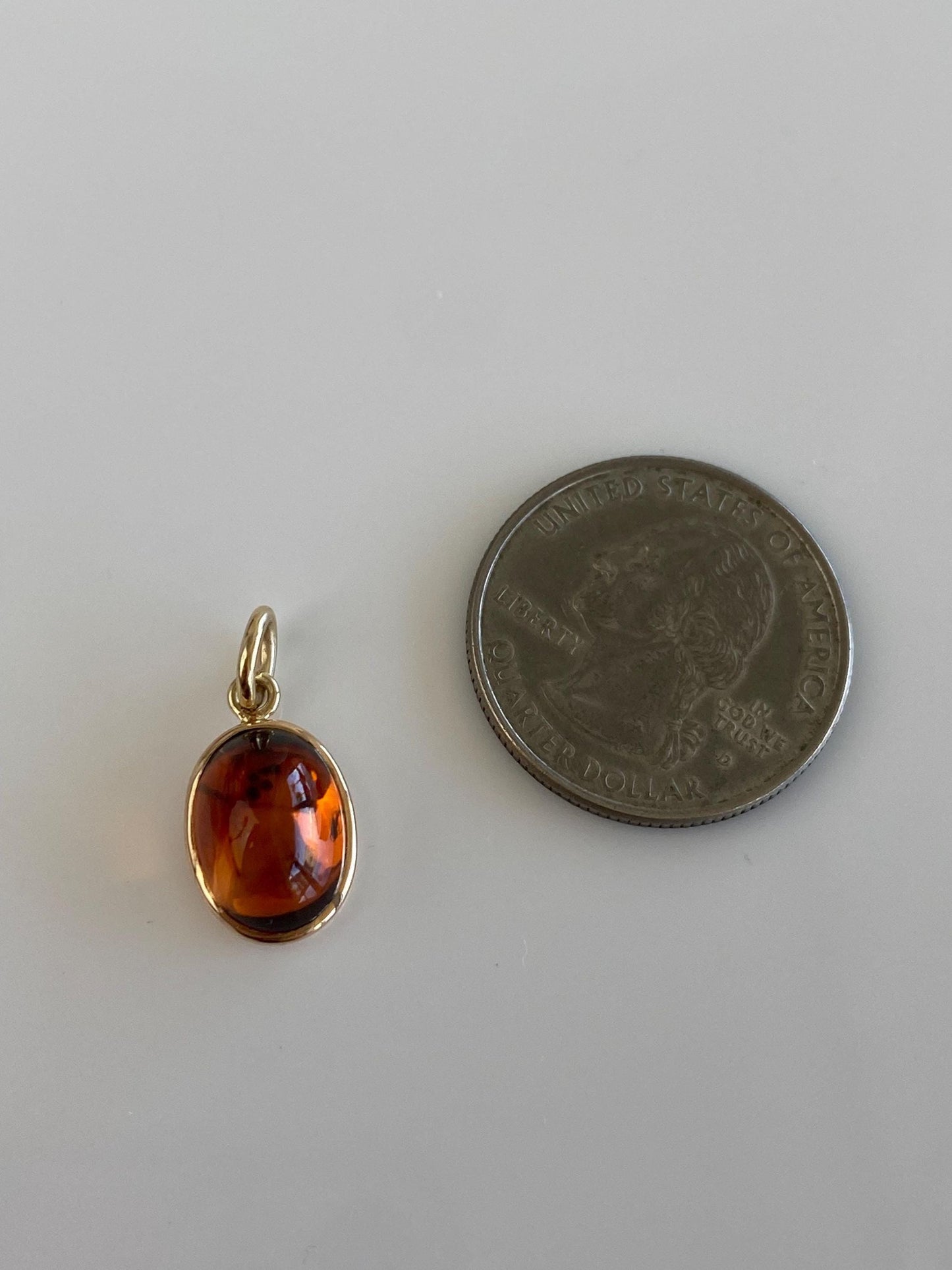 Vintage Solid 14k Yellow Gold Citrine Cabochon Cufflink Conversion Charm